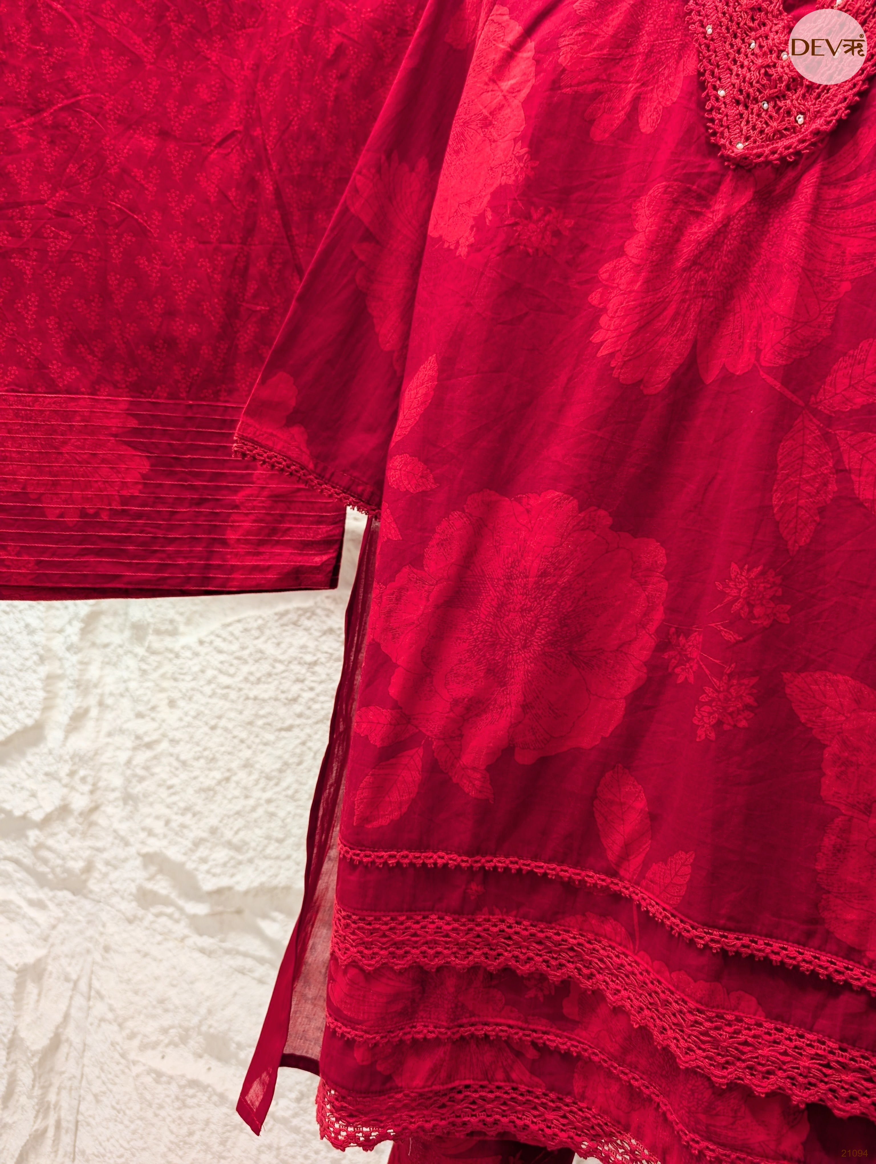Gulnaar Pure Cotton Printed Maroon 3-Piece Set (Devri – D.No 21094)