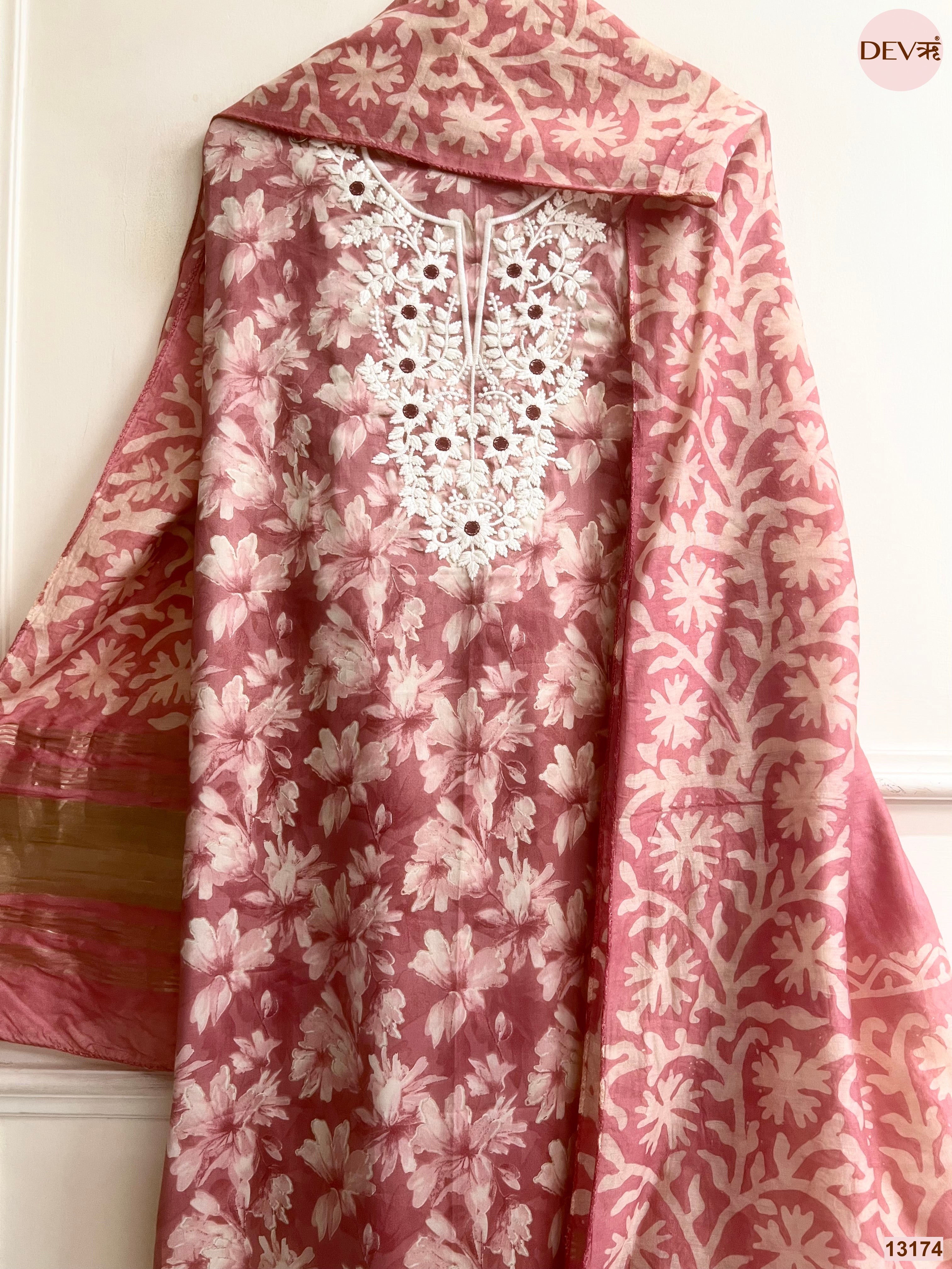 Pink Jam Cotton Printed Unstitched 3-Piece Suit (Devri – D.No 13174)