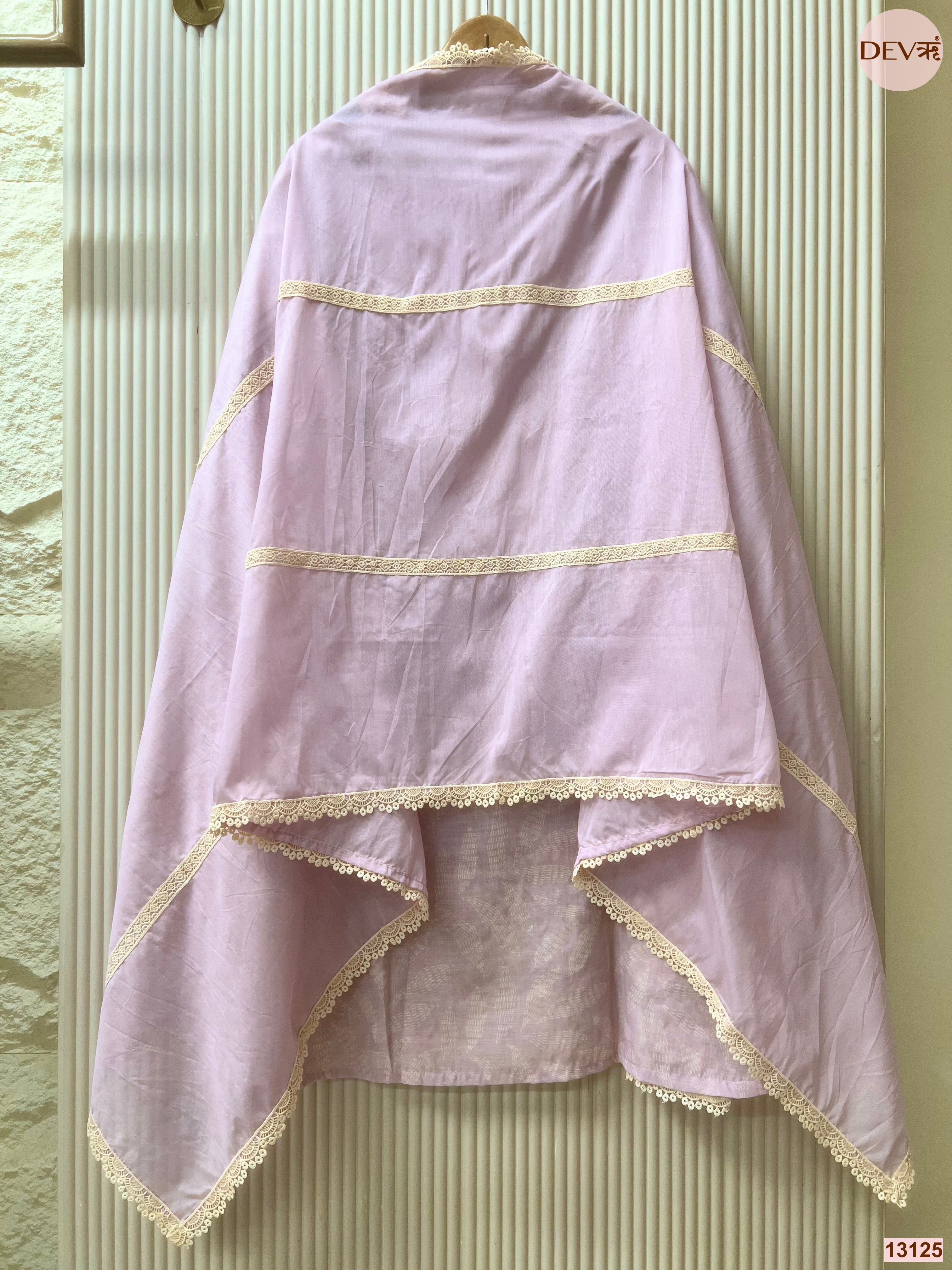 Lavender Linen Cotton Embroidered Unstitched 3-Piece Suit (Devri – D.No 13125)