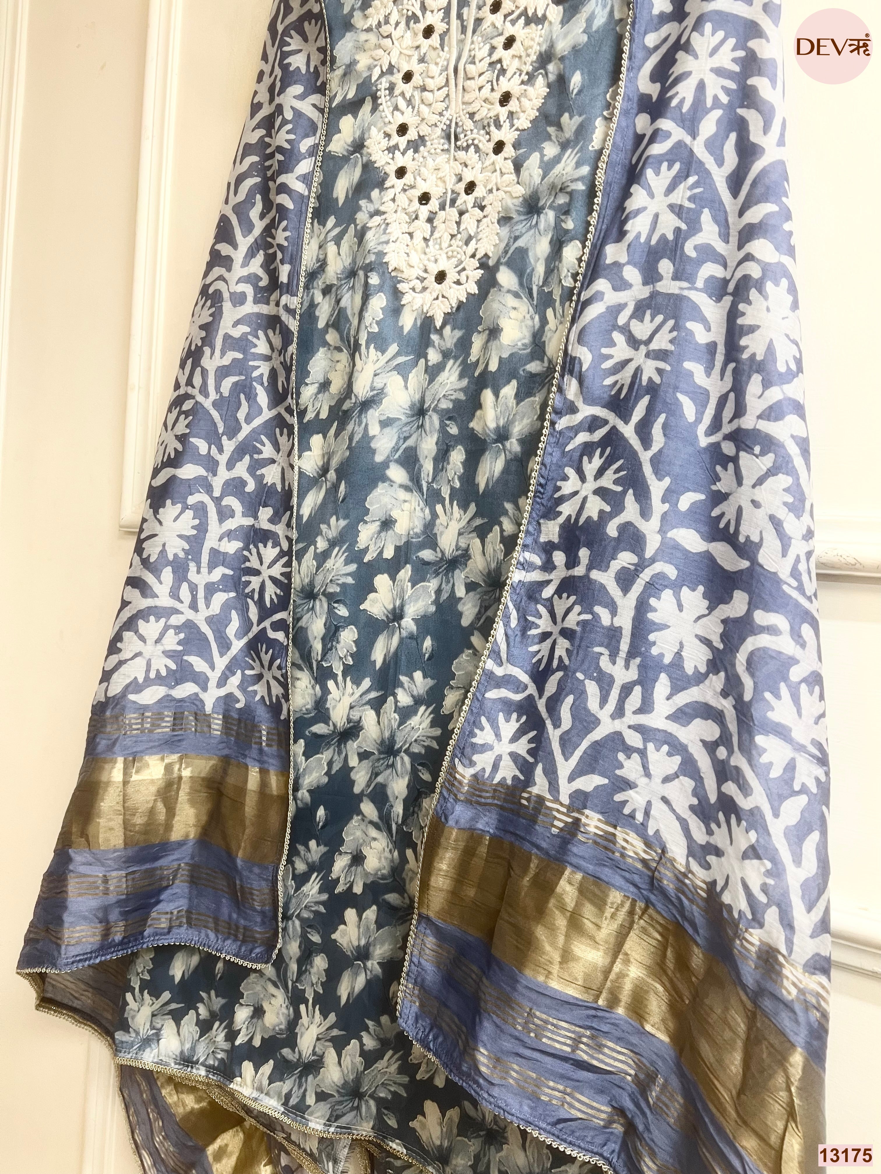 Blue Jam Cotton Printed Unstitched 3-Piece Suit (Devri – D.No 13175)