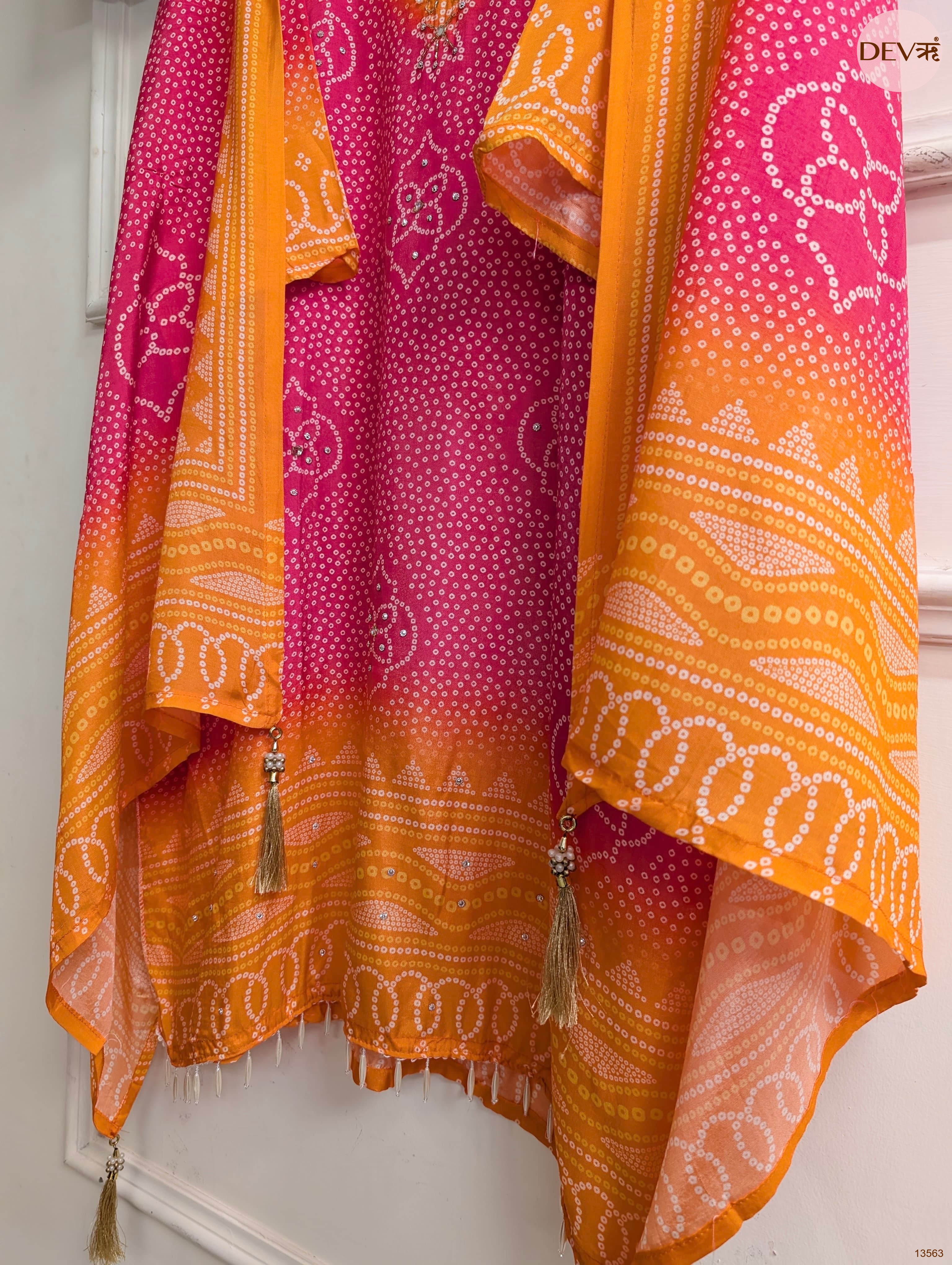 Pink Russian Silk Printed Unstitched 3-Piece Suit (Devri – D.No 13563)