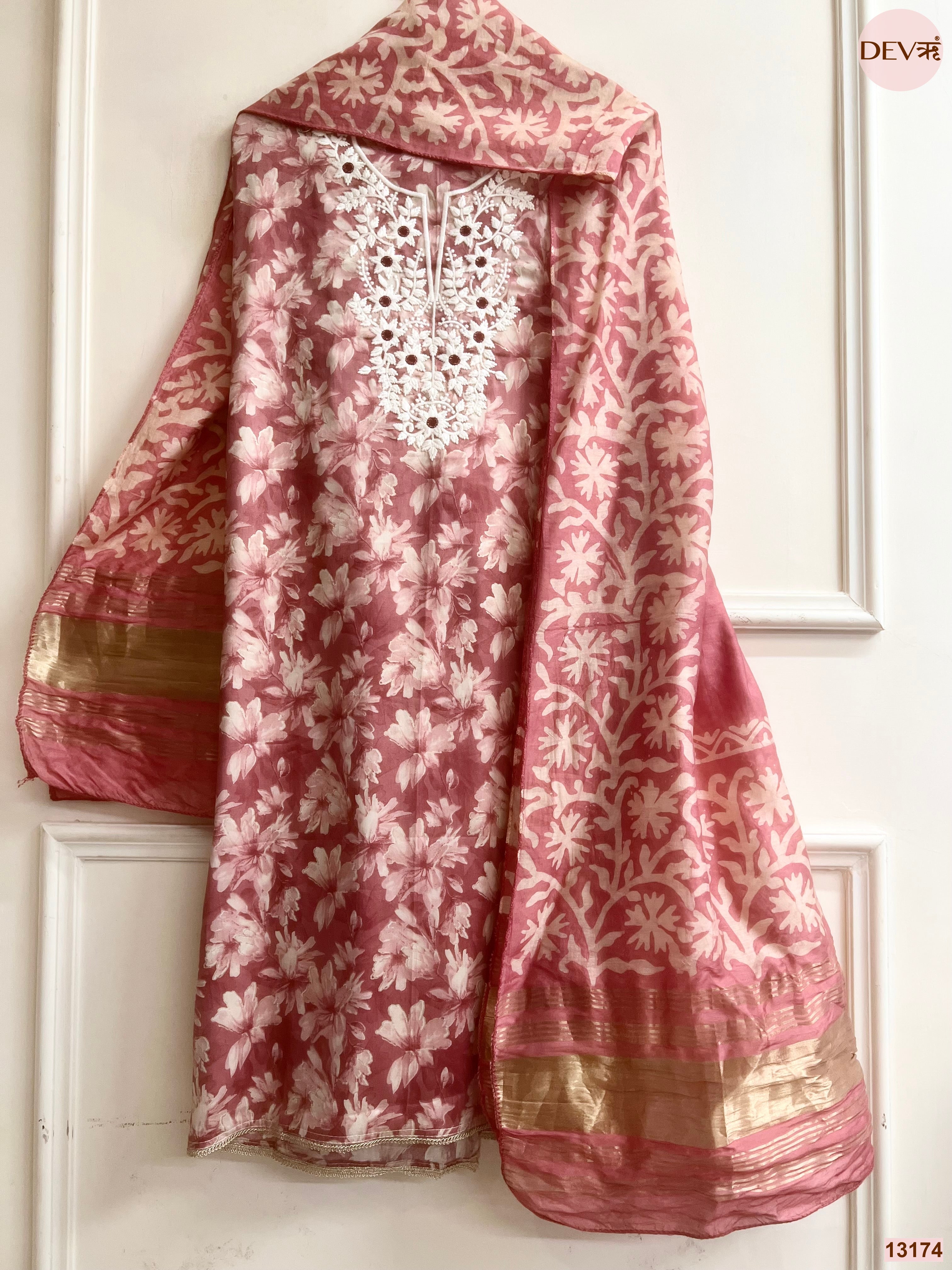 Pink Jam Cotton Printed Unstitched 3-Piece Suit (Devri – D.No 13174)