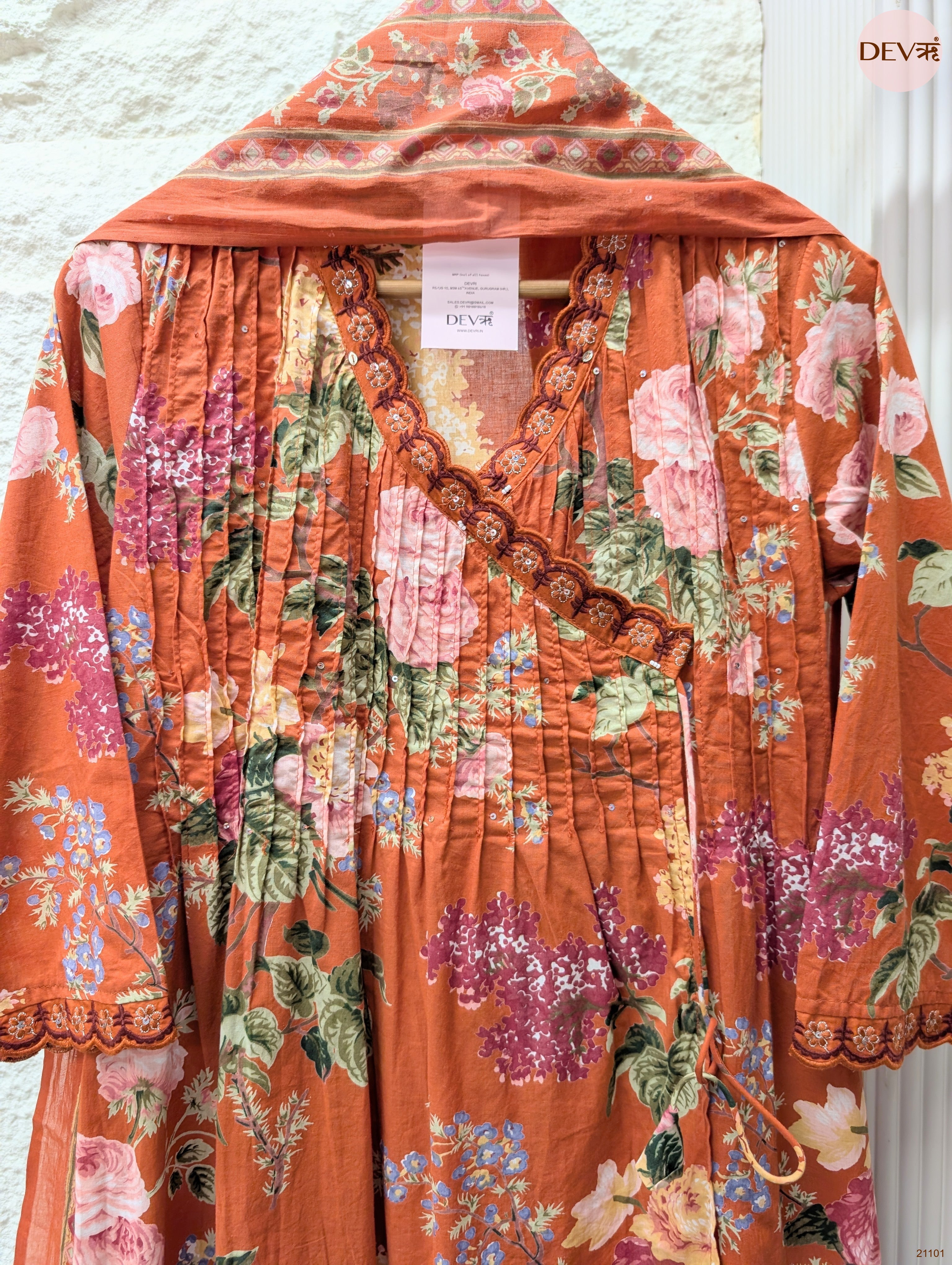 Gulraaz Pure Cotton Printed Rust 3-Piece Set (Devri – D.No 21101)