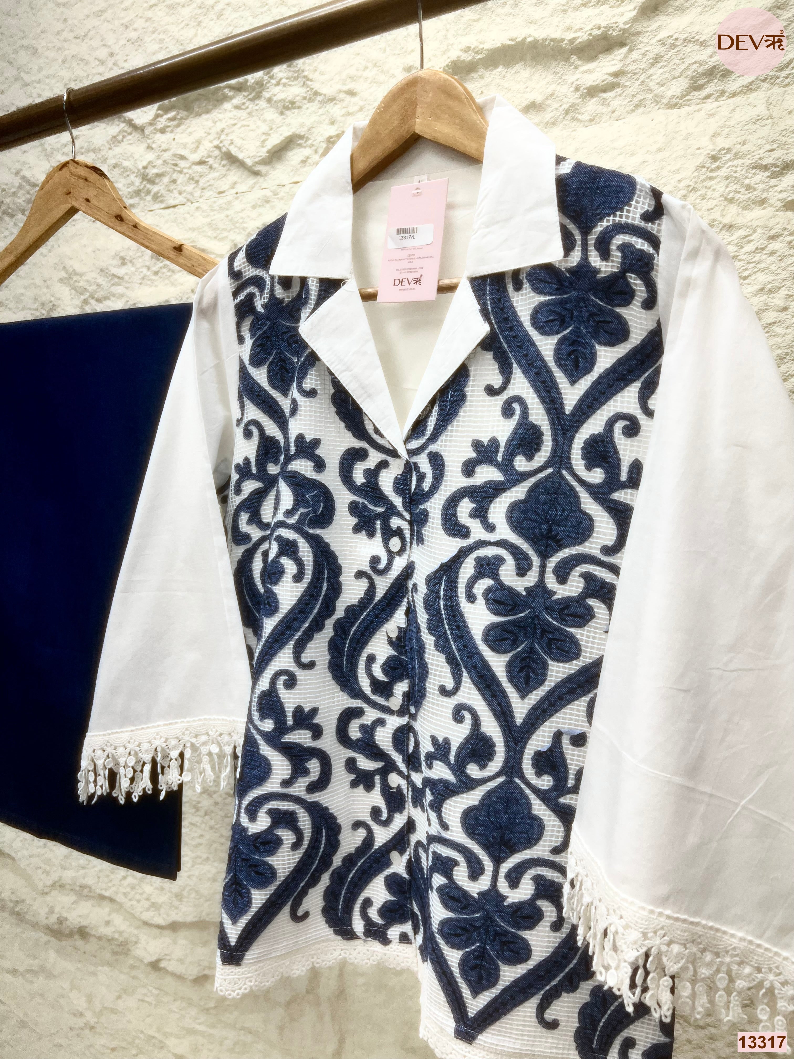 Meher Cotton Embroidered White 2-Piece Set (Devri – D.No 13317)