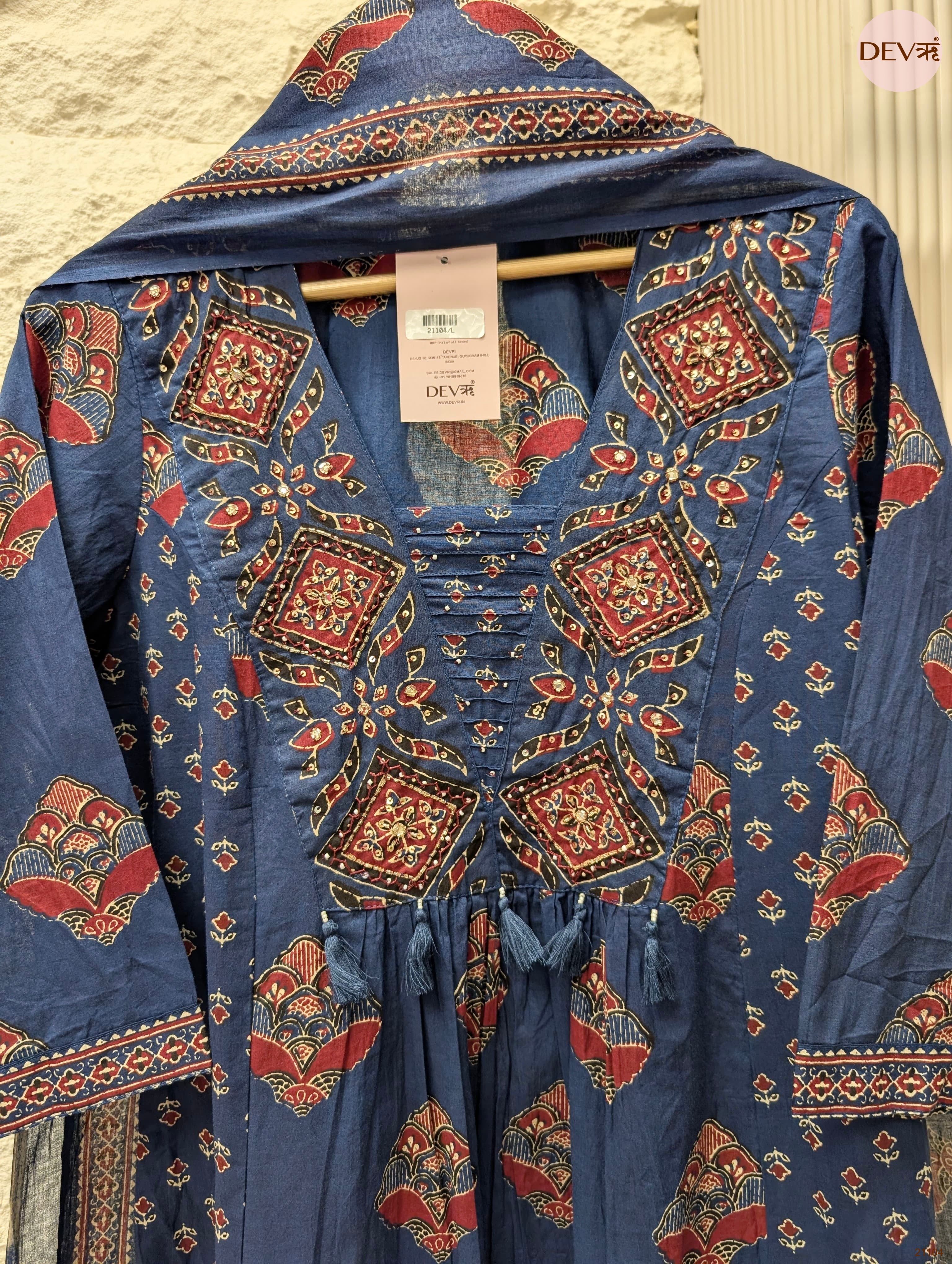 Zarisha Pure Cotton Printed Blue 3-Piece Set (Devri – D.No 21104)