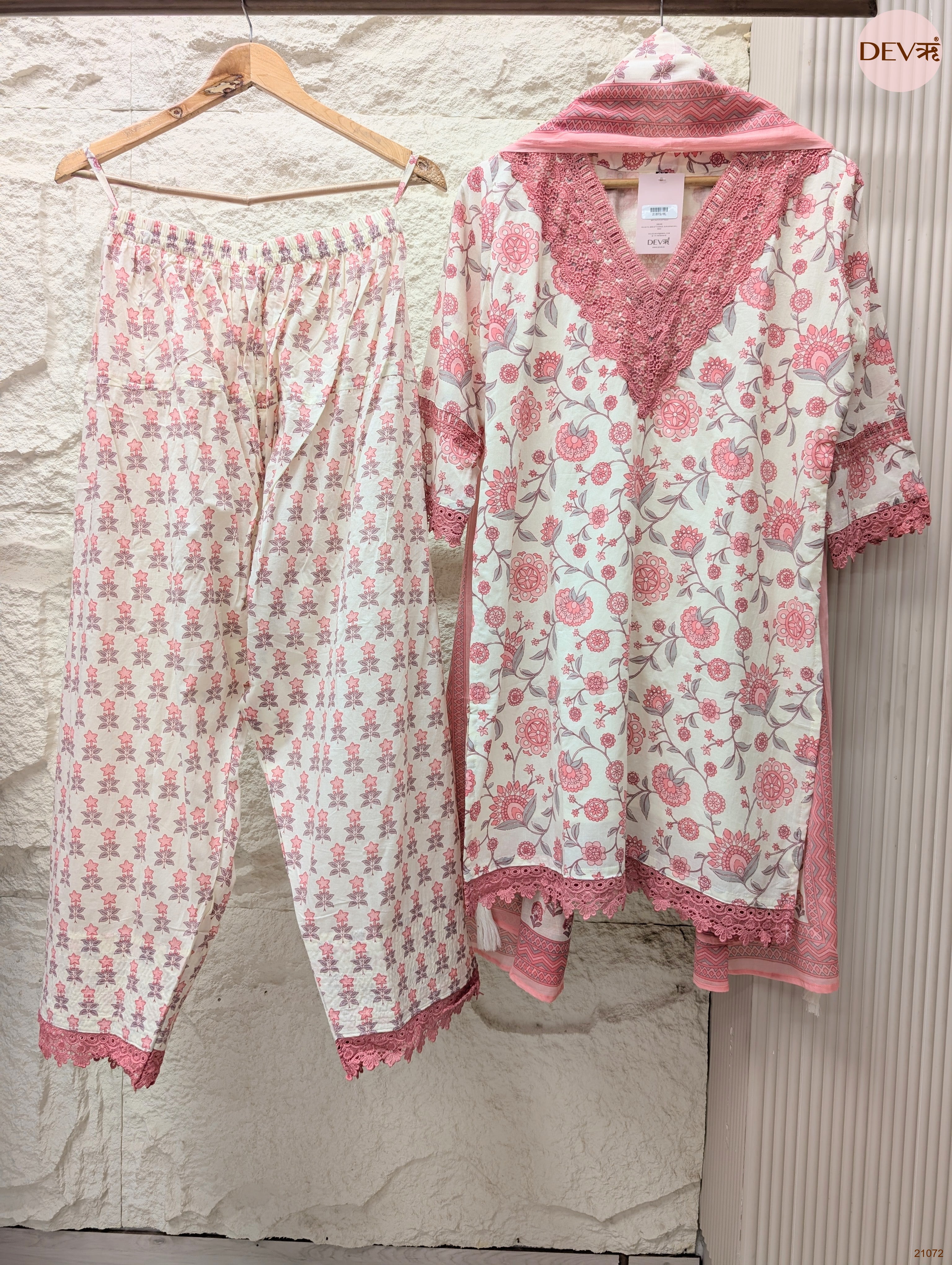 Gulnaar Pure Cotton Embroidered Pink 3-Piece Set (Devri – D.No 21072)