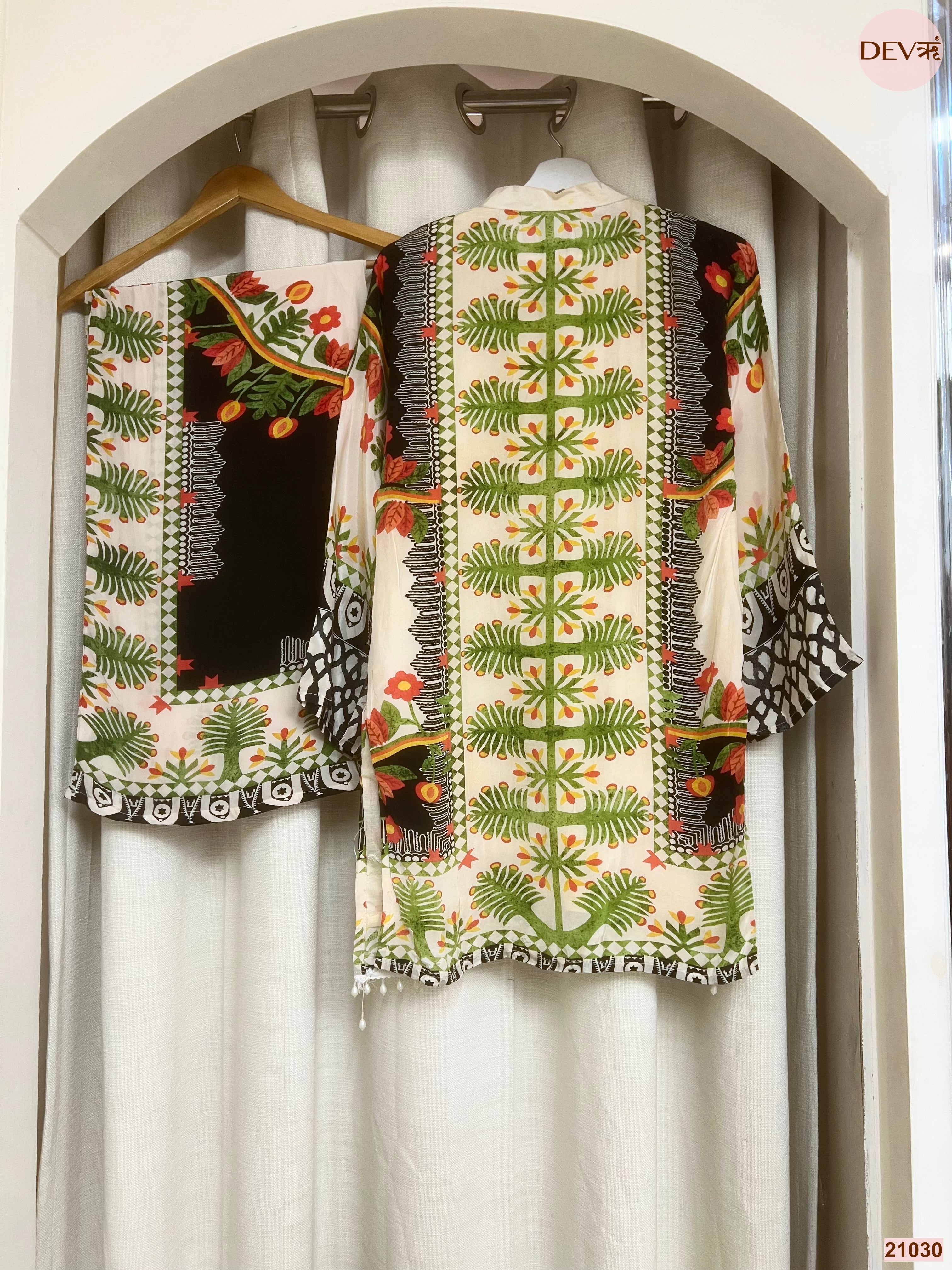Vanya Crepe Printed Ivory 2-Piece Set (Devri – D.No 21030)