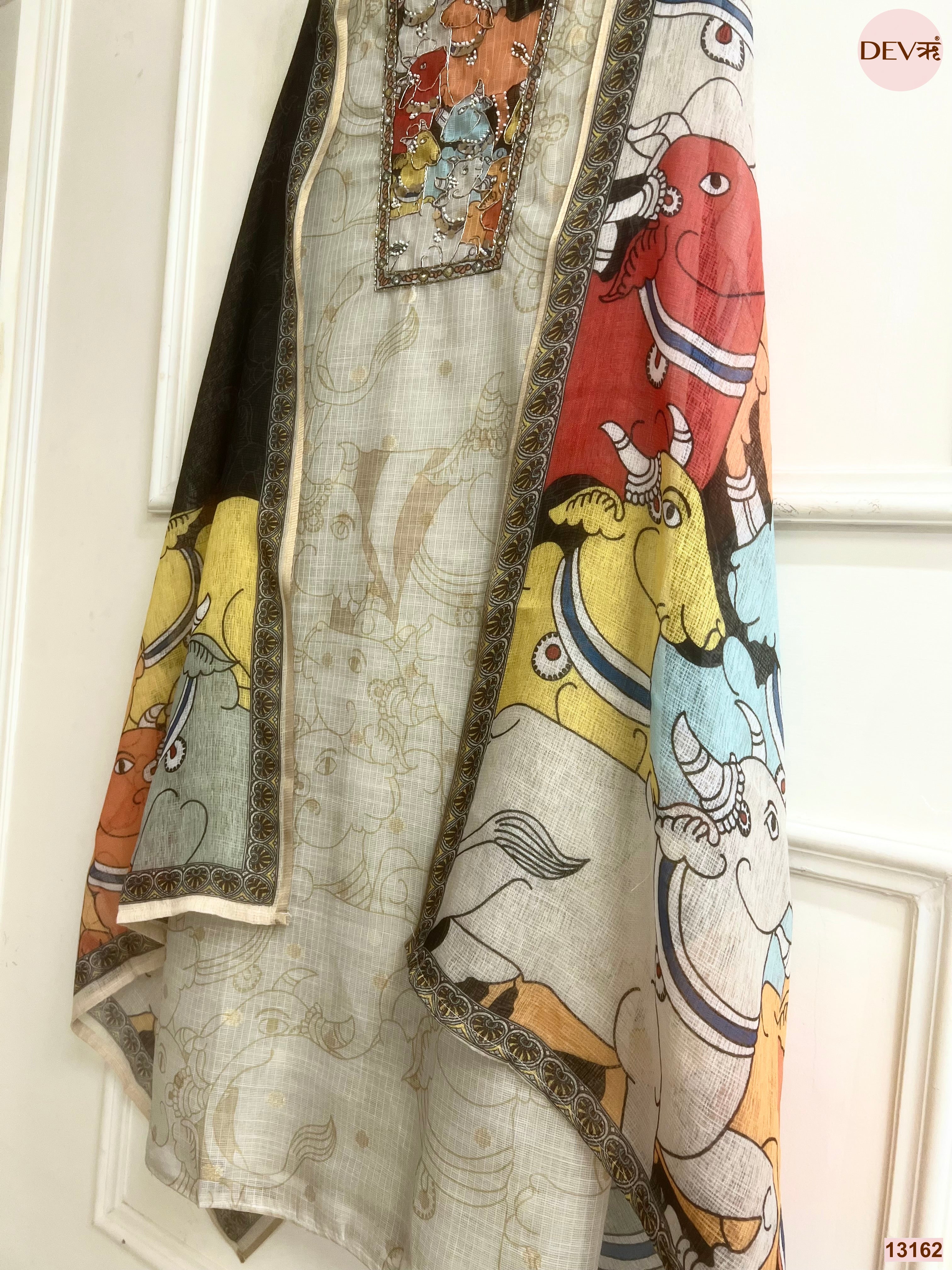 Sage Kota Printed Unstitched 3-Piece Suit (Devri – D.No 13162)