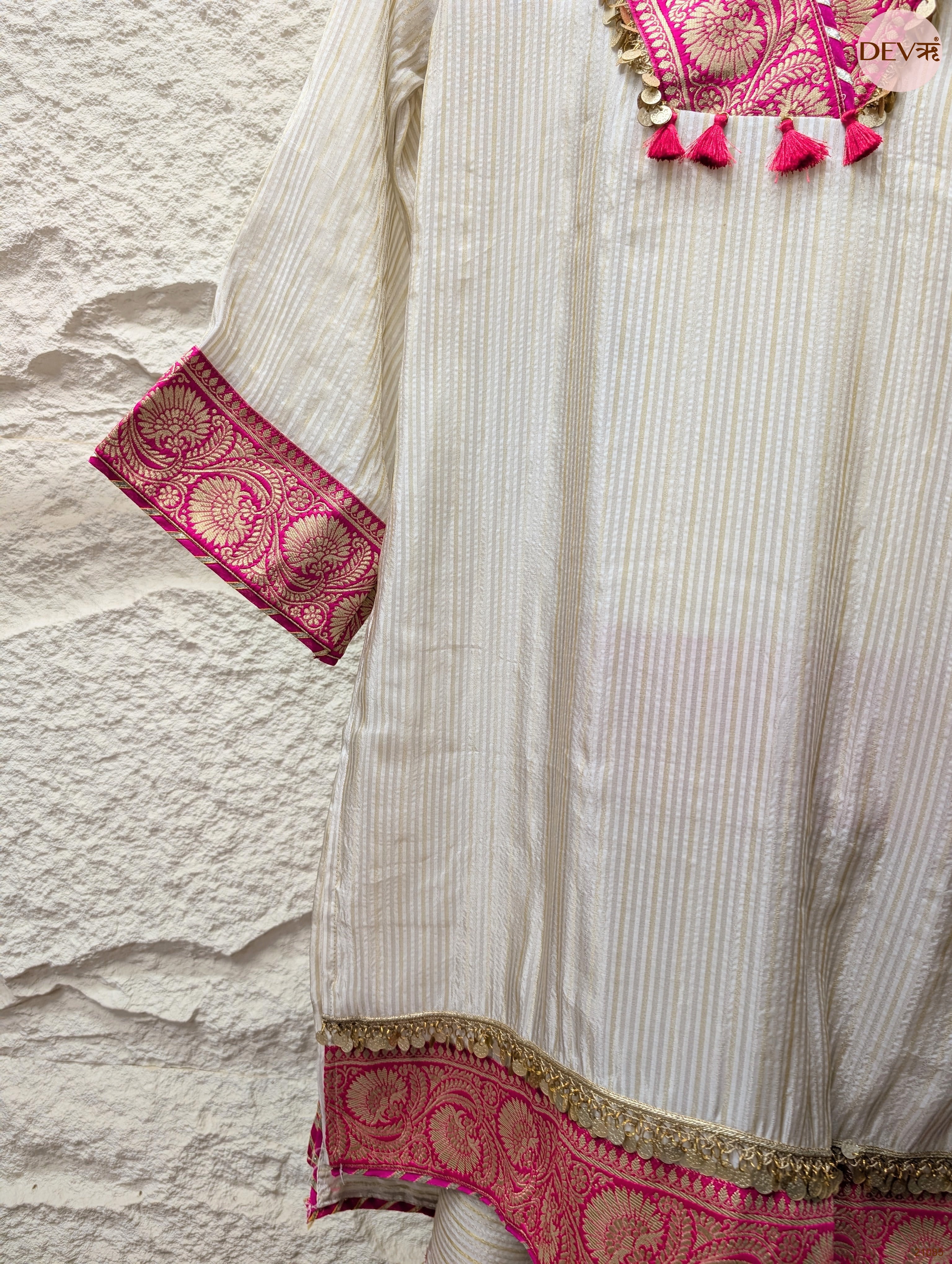 Gulnaar Tissue Silk Embroidered Ivory 3-Piece Set (Devri – D.No 21085)
