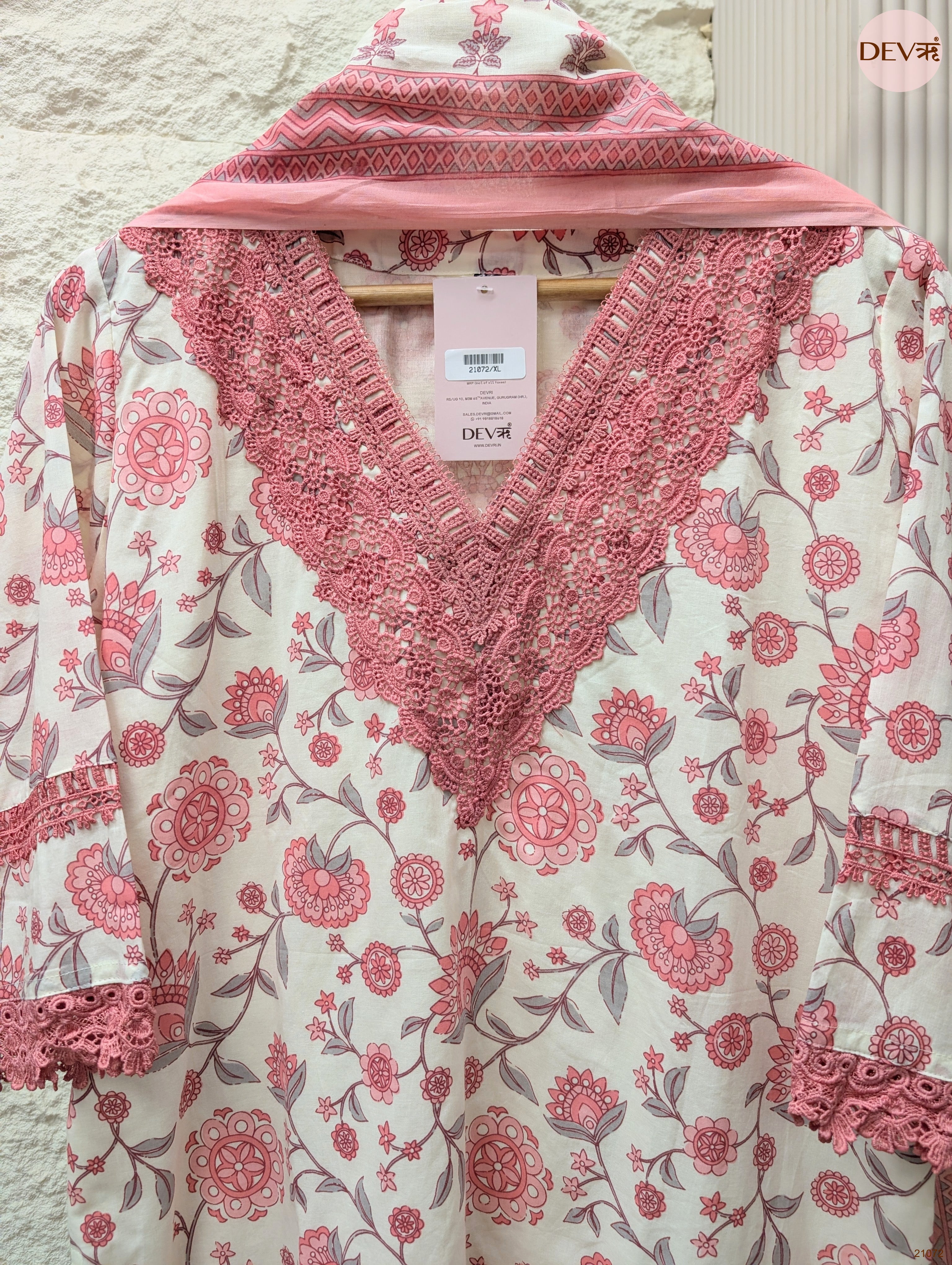 Gulnaar Pure Cotton Embroidered Pink 3-Piece Set (Devri – D.No 21072)