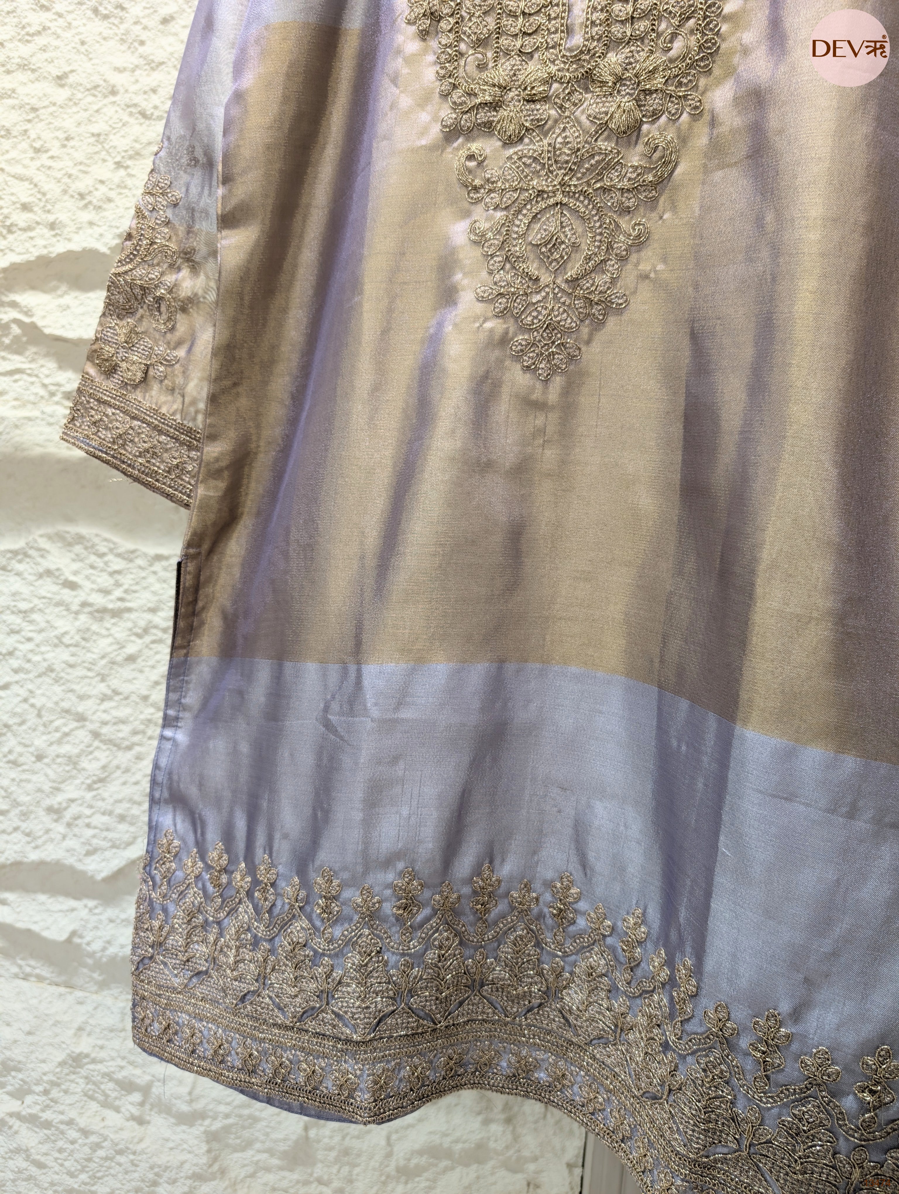 Meher Tissue silk Embroidered Lavender 2-Piece Set (Devri – D.No 13474)