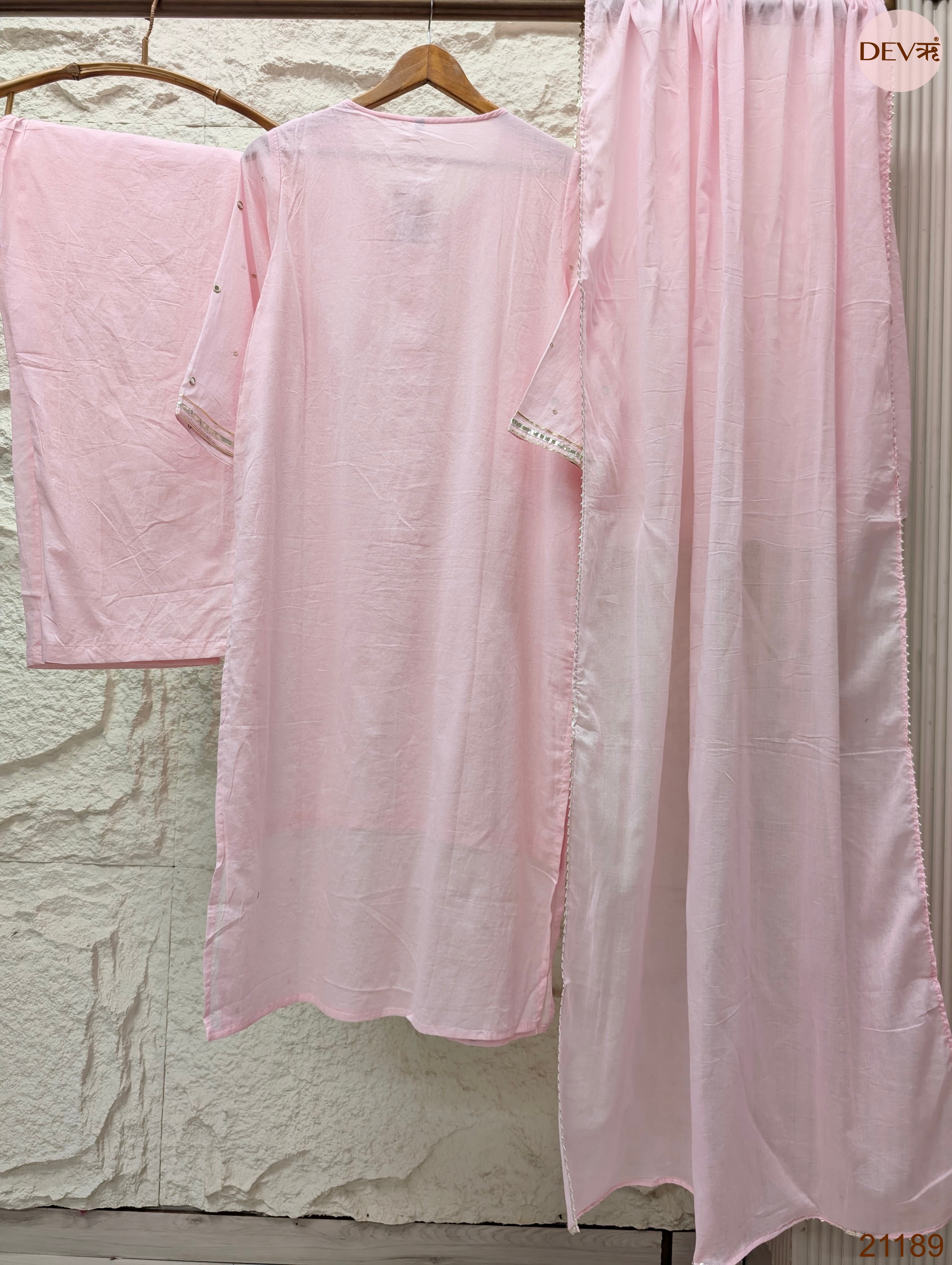 Gulnaar Pure mul cotton Embroidered Pink 3-Piece Set (Devri – D.No 21189)