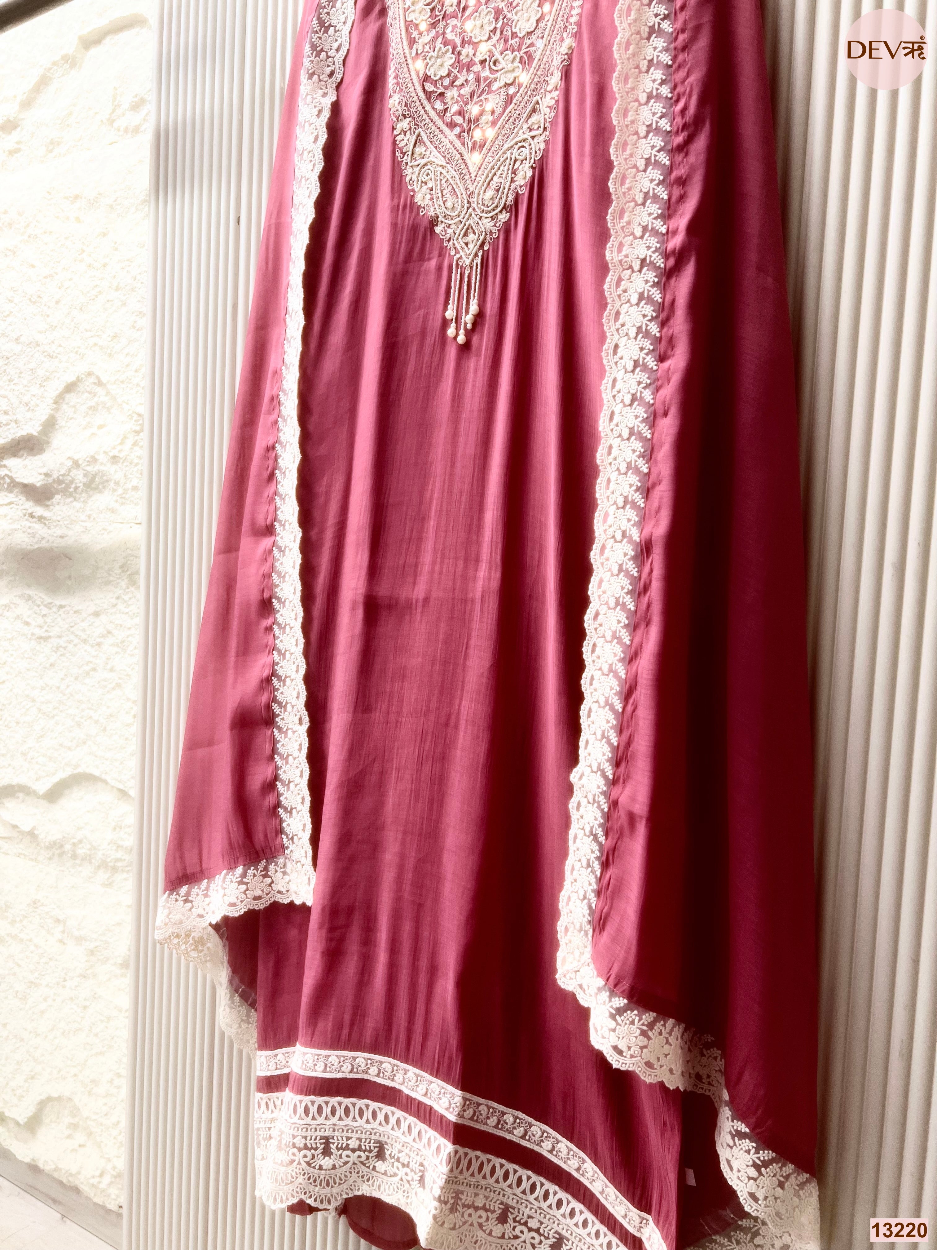 Wine Embroidered Unstitched 3-Piece Suit (Devri – D.No 13220)