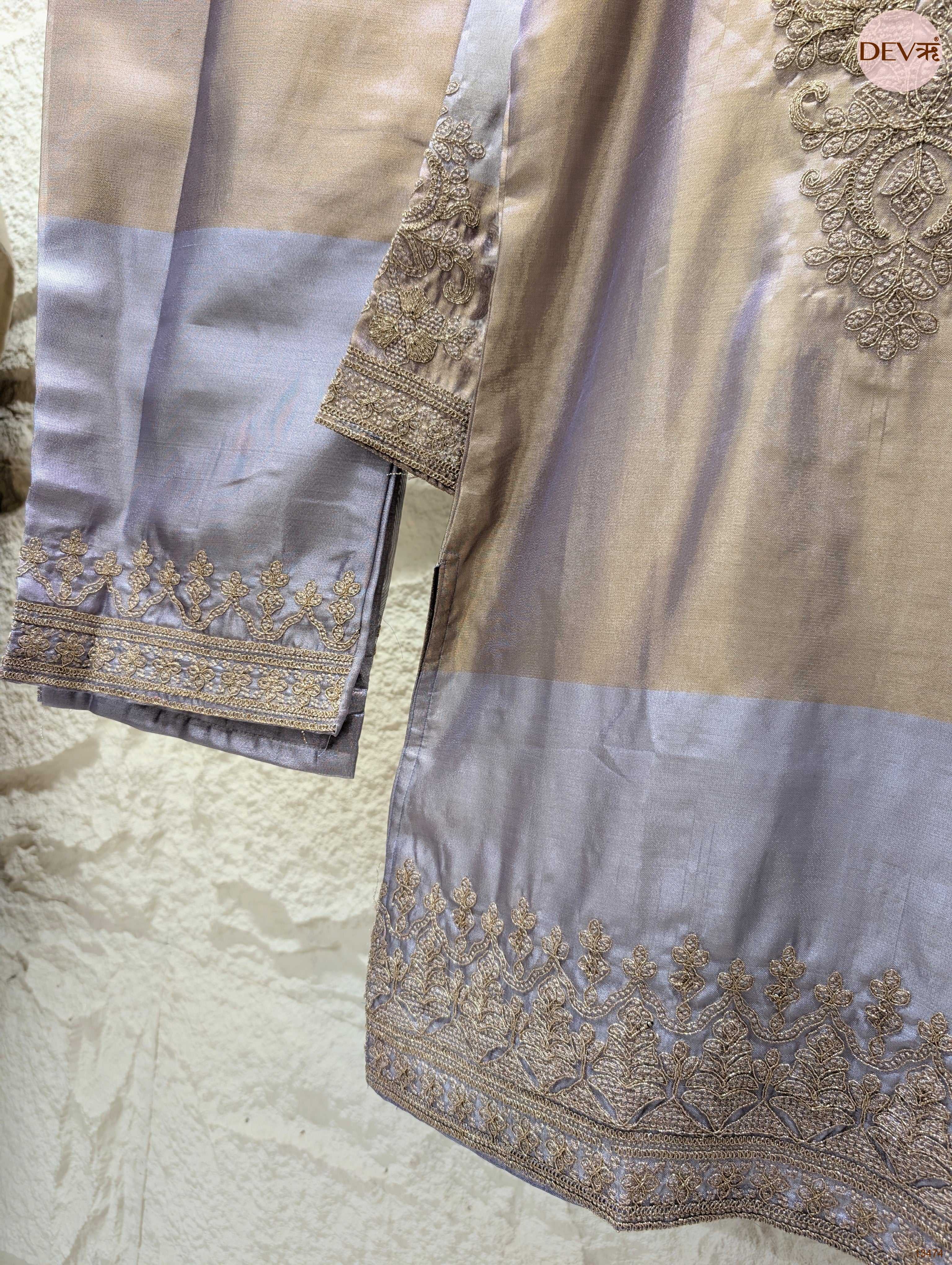 Meher Tissue silk Embroidered Lavender 2-Piece Set (Devri – D.No 13474)