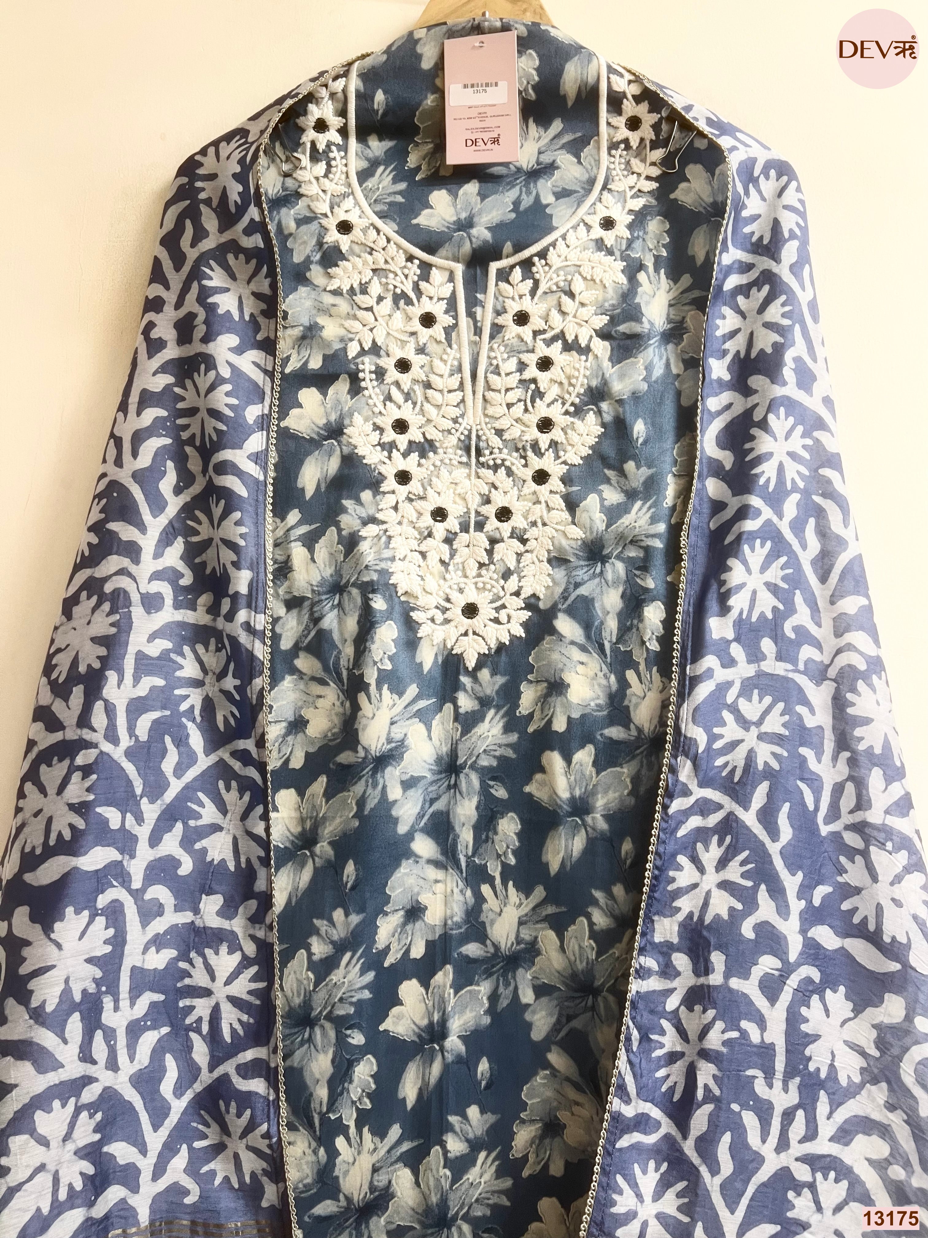 Blue Jam Cotton Printed Unstitched 3-Piece Suit (Devri – D.No 13175)