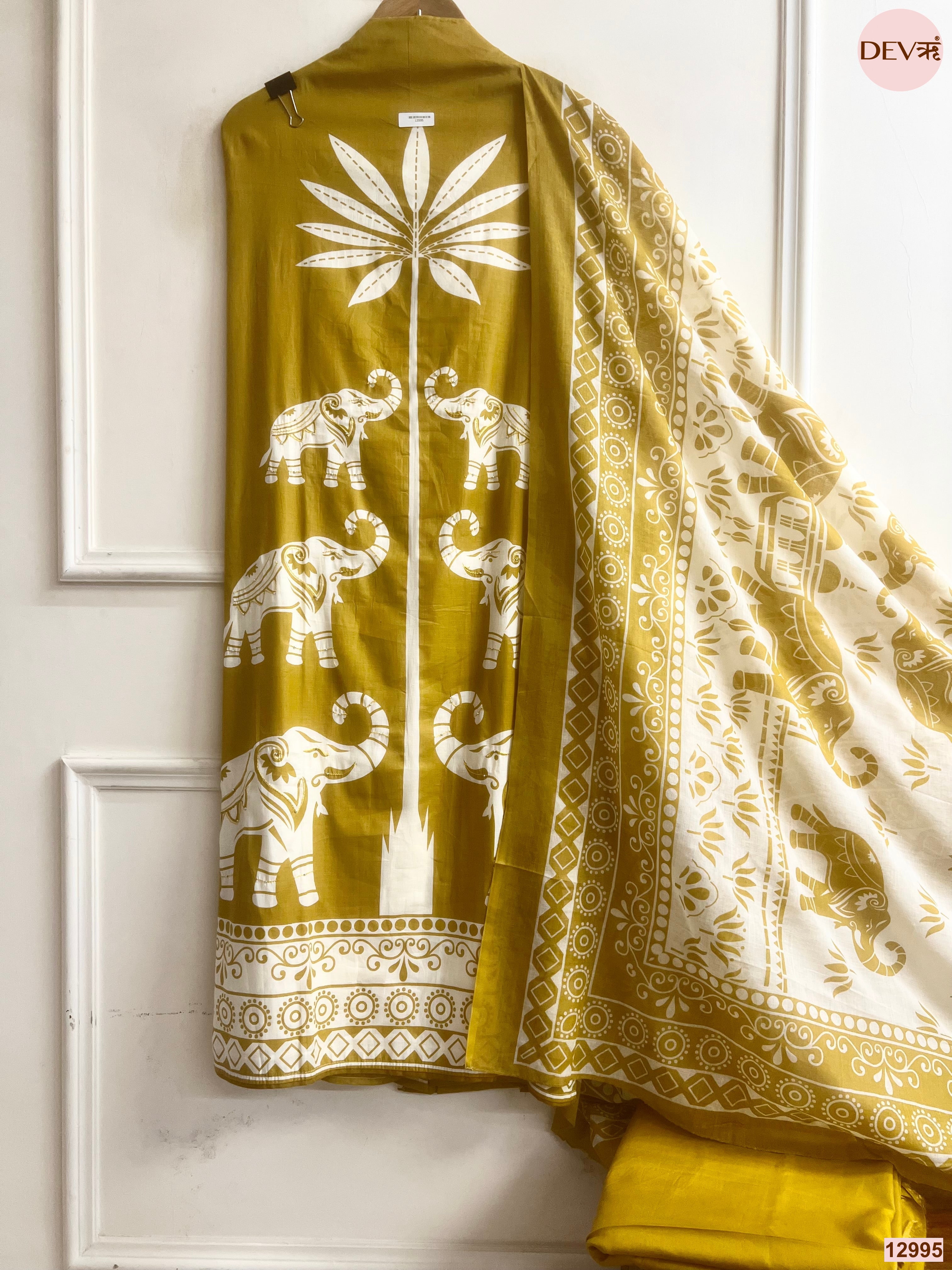 Mustard Jam Cotton Printed Unstitched 3-Piece Suit (Devri – D.No 12995)