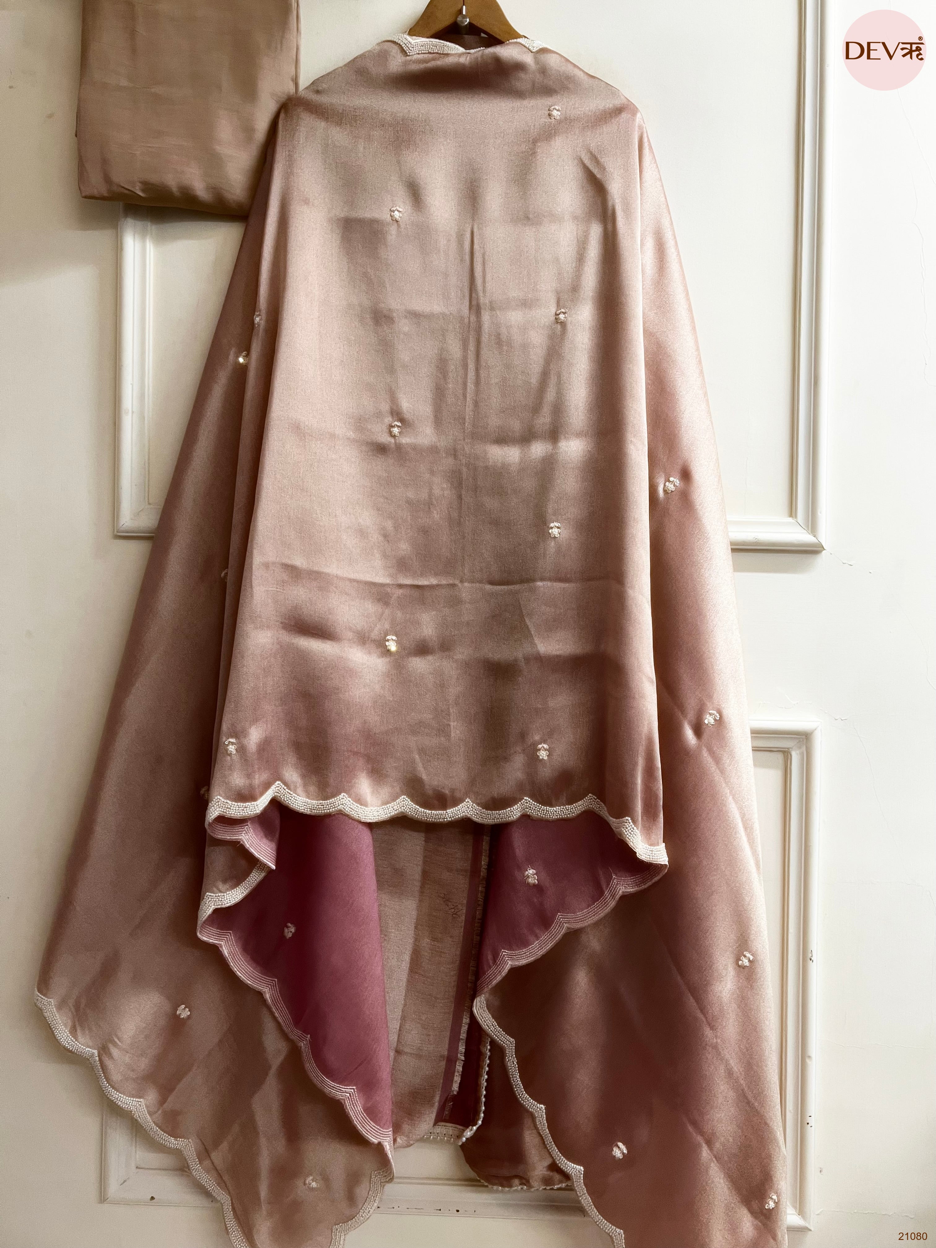 Pink Pure Tissue Giraffe Silk Embroidered Unstitched 3-Piece Suit (Devri – D.No 21080)