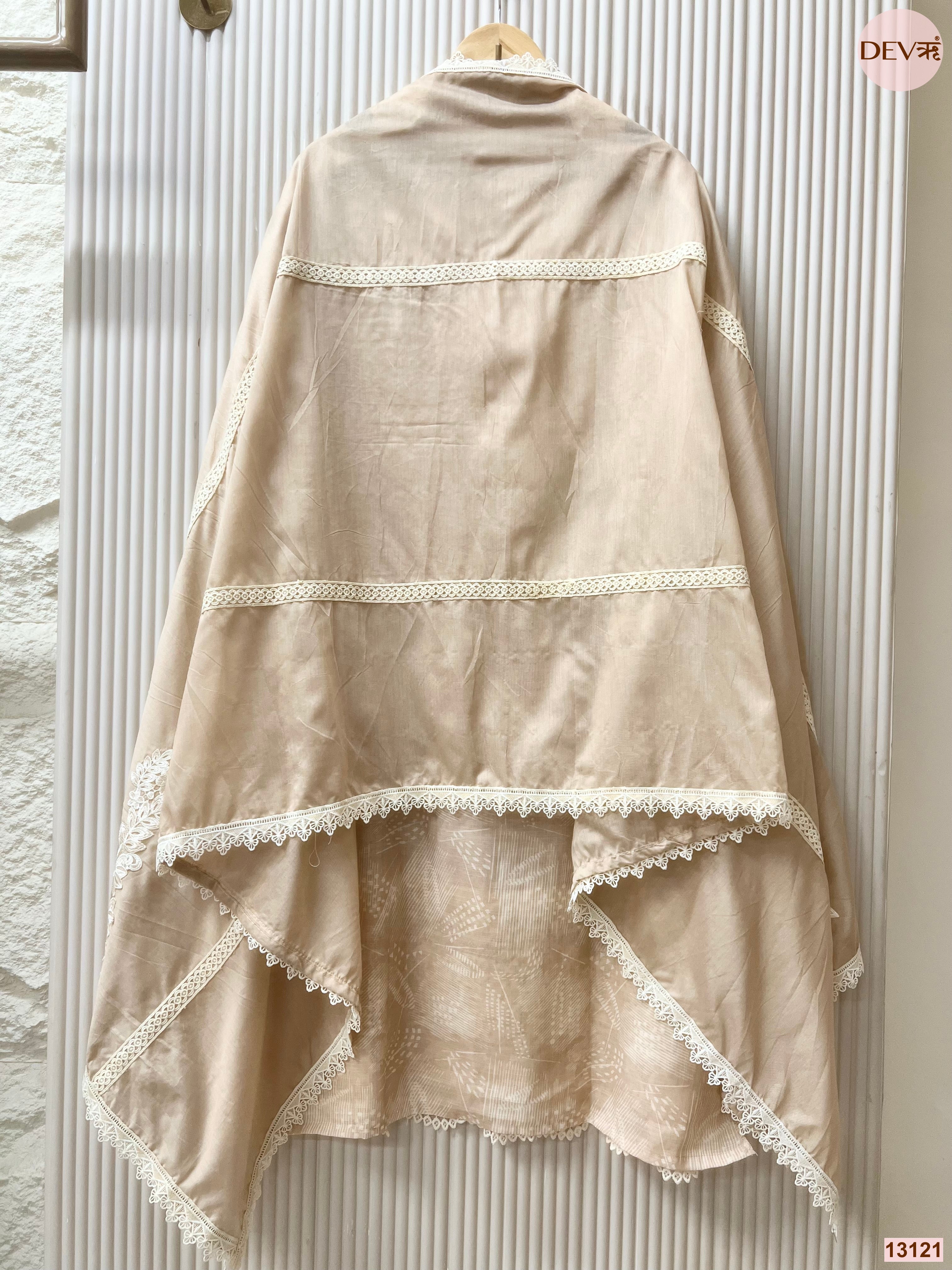 Beige Linen Embroidered Unstitched 3-Piece Suit (Devri – D.No 13121)