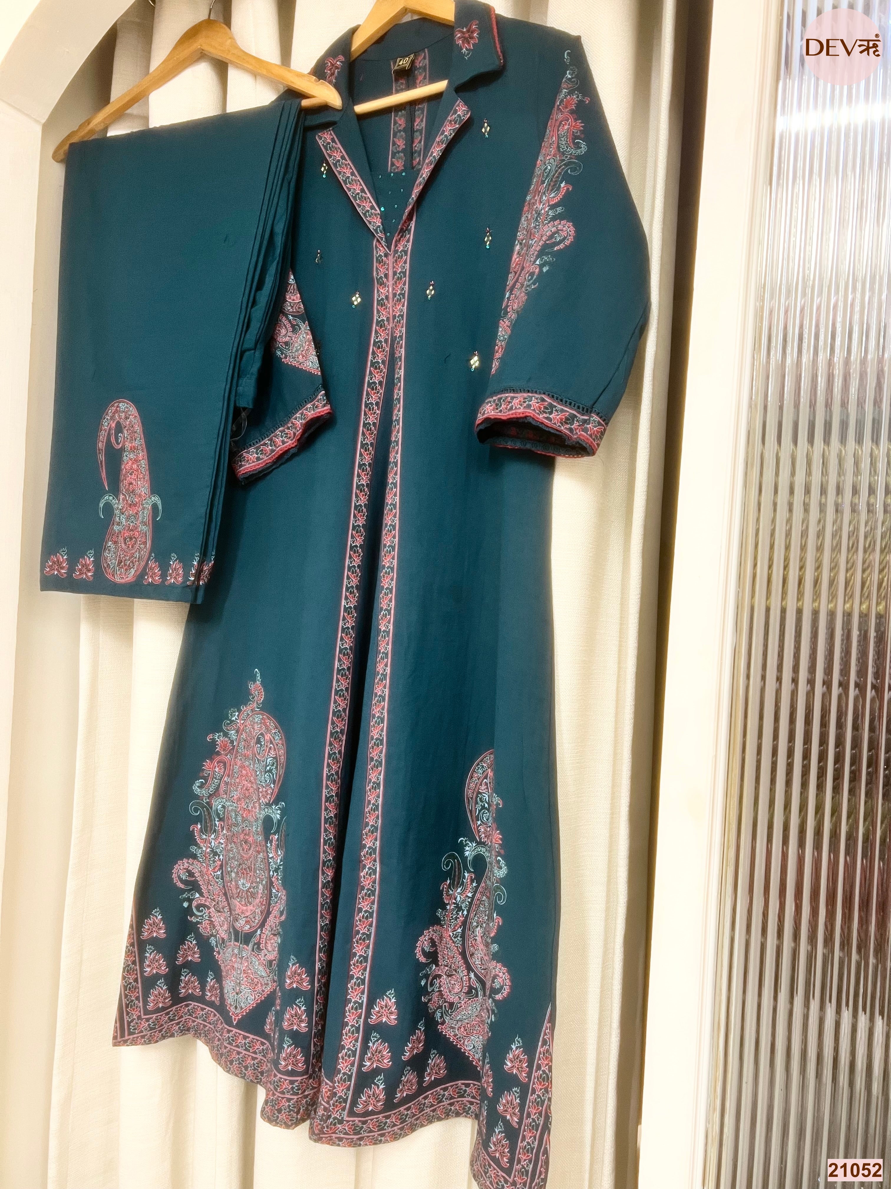Mehr Cotton Slub Printed Teal 2-Piece Set (Devri – D.No 21052)