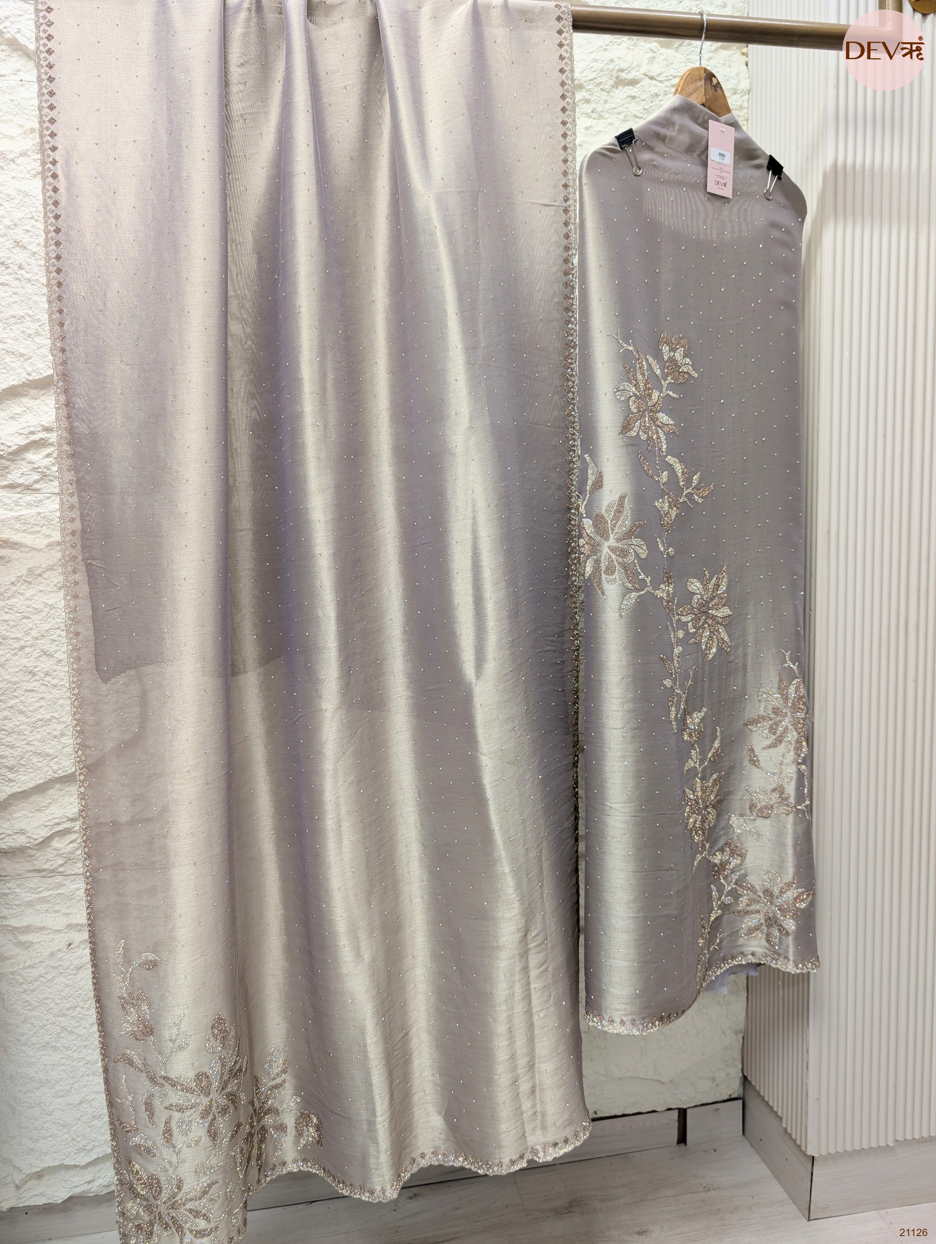 Grey Pure Giraffe Silk Embroidered Unstitched 3-Piece Suit (Devri – D.No 21126)