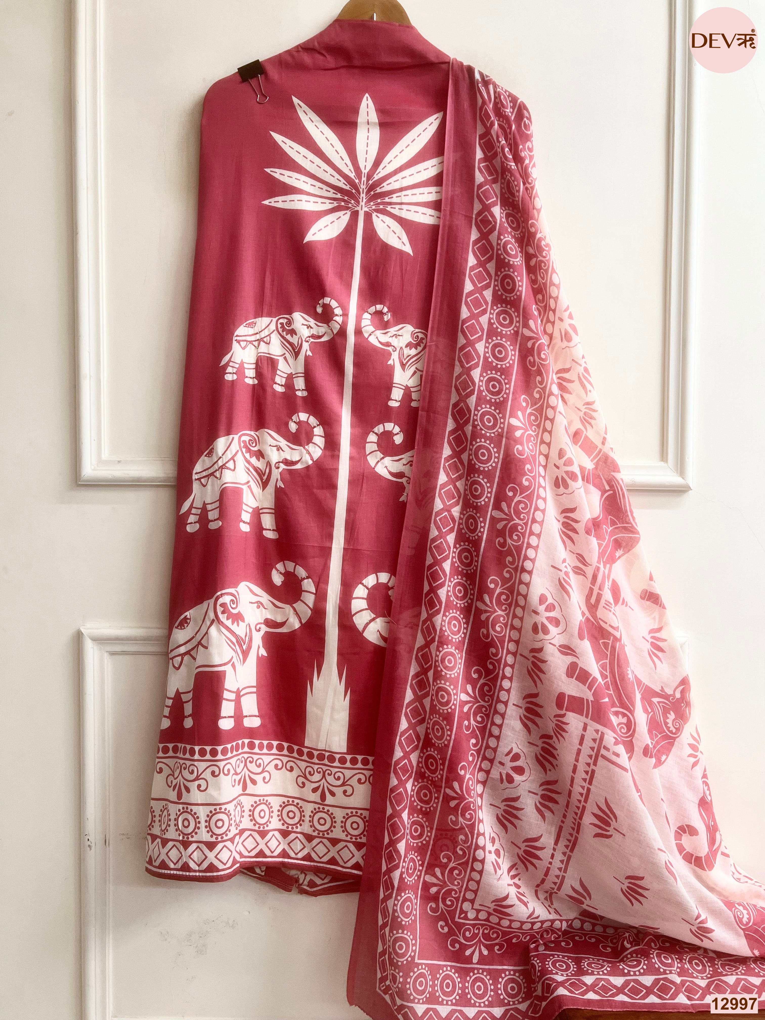 Pink Jam Cotton Printed Unstitched 3-Piece Suit (Devri – D.No 12997)