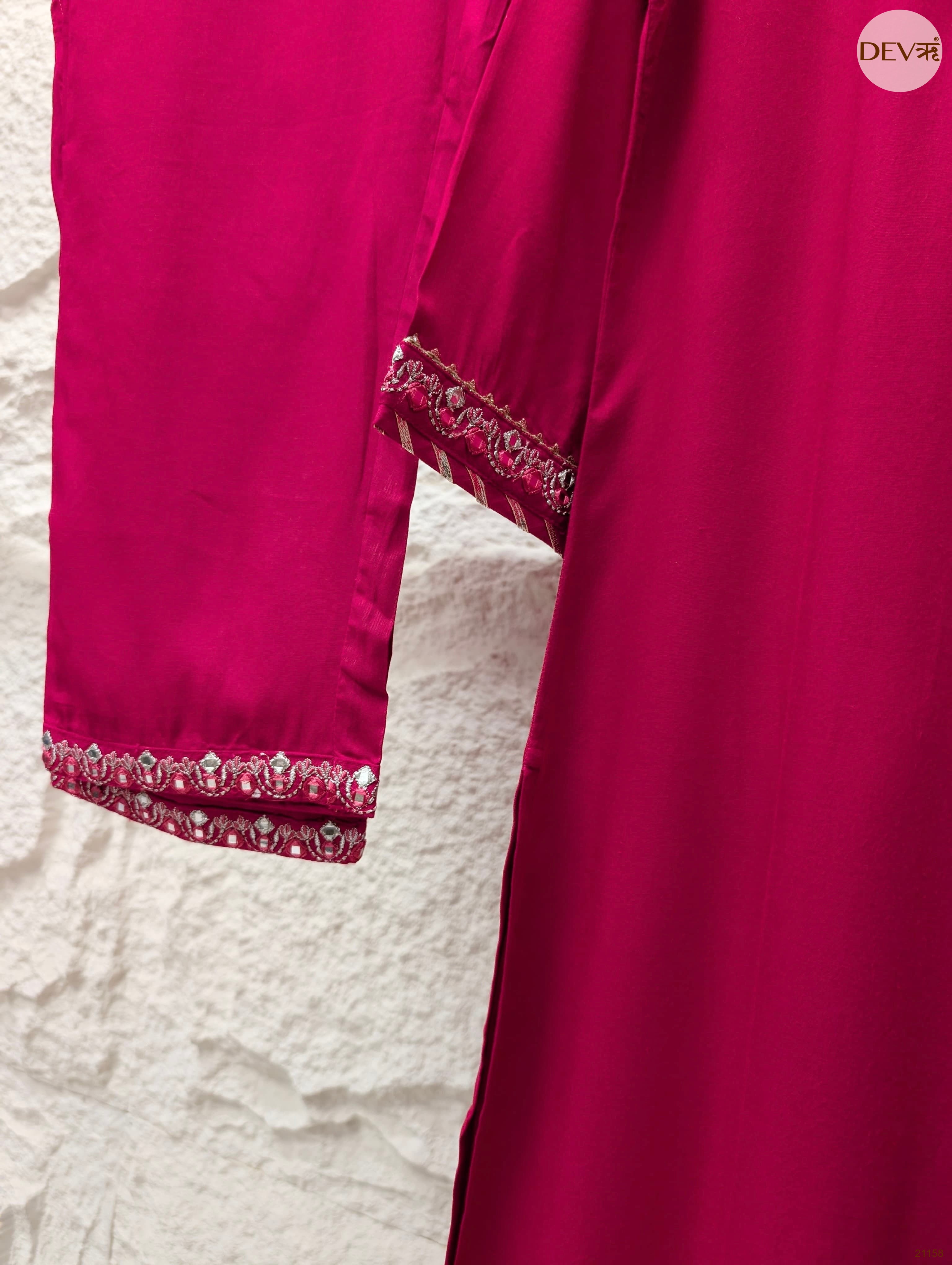 Gulnaar Reyon Embroidered Fuchsia 3-Piece Set (Devri – D.No 21158)