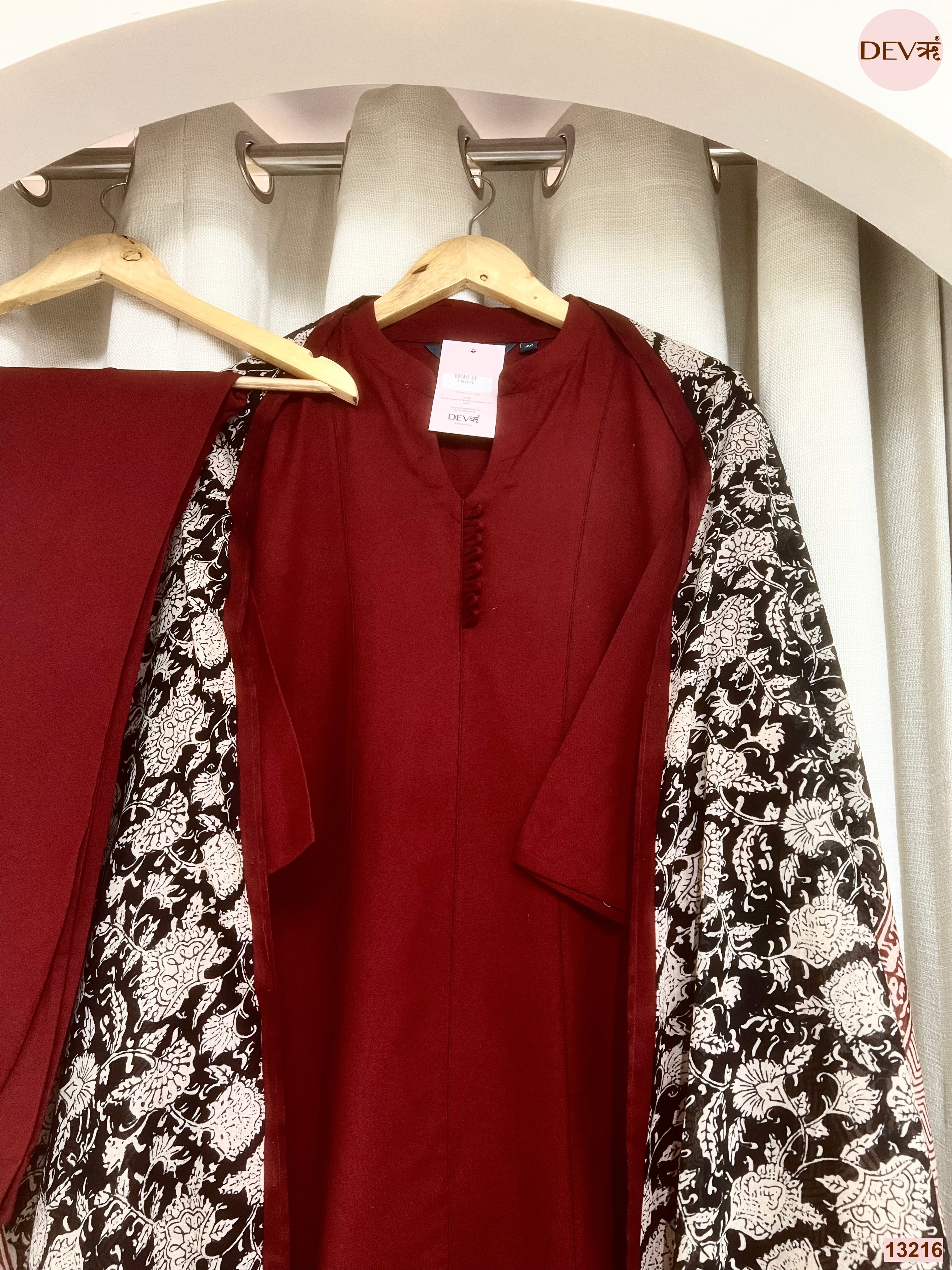Gulnaar Pure Cotton Printed Maroon 3-Piece Set (Devri – D.No 13216)