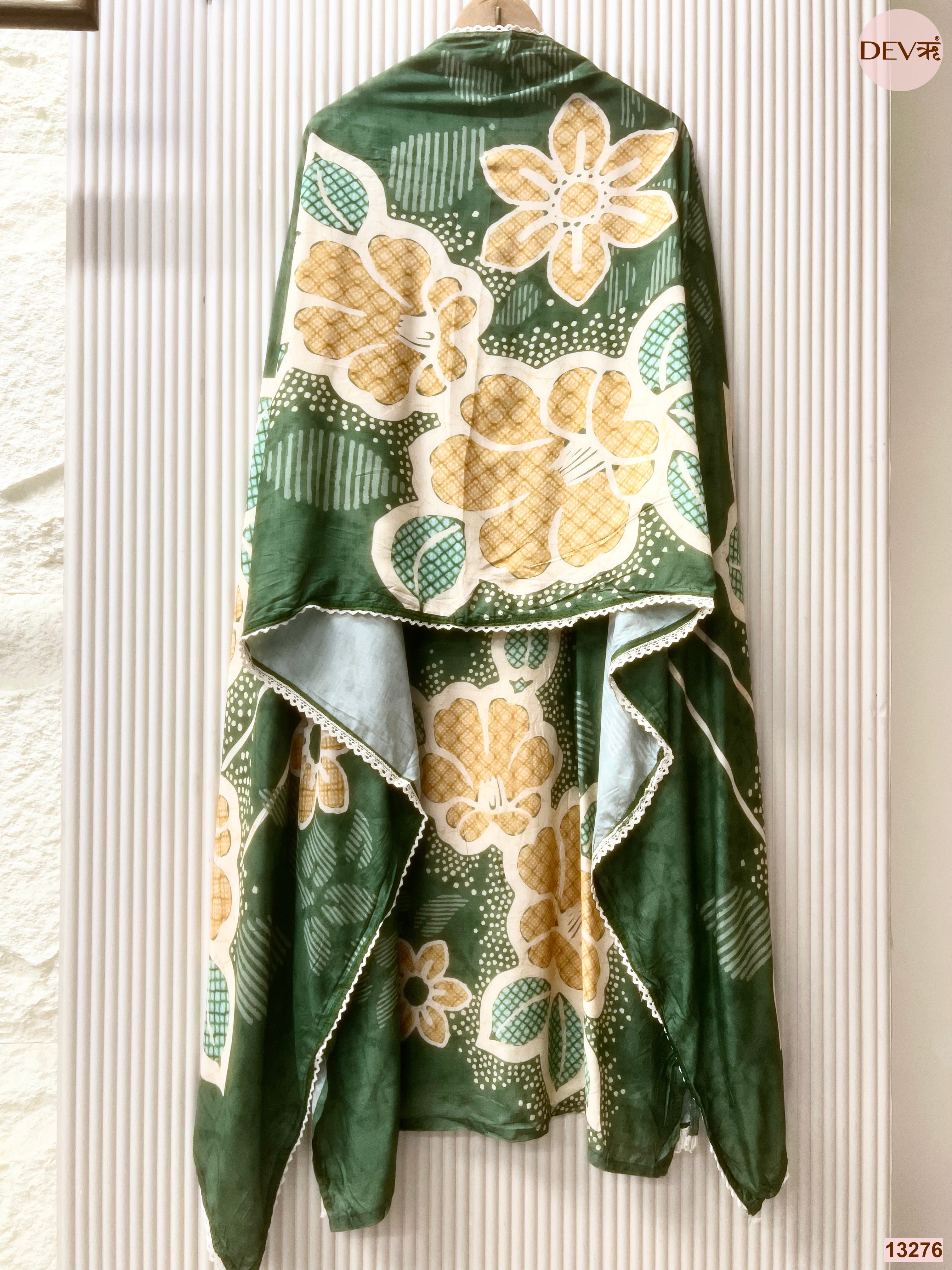 Green Muslin Printed Unstitched 3-Piece Suit (Devri – D.No 13276)