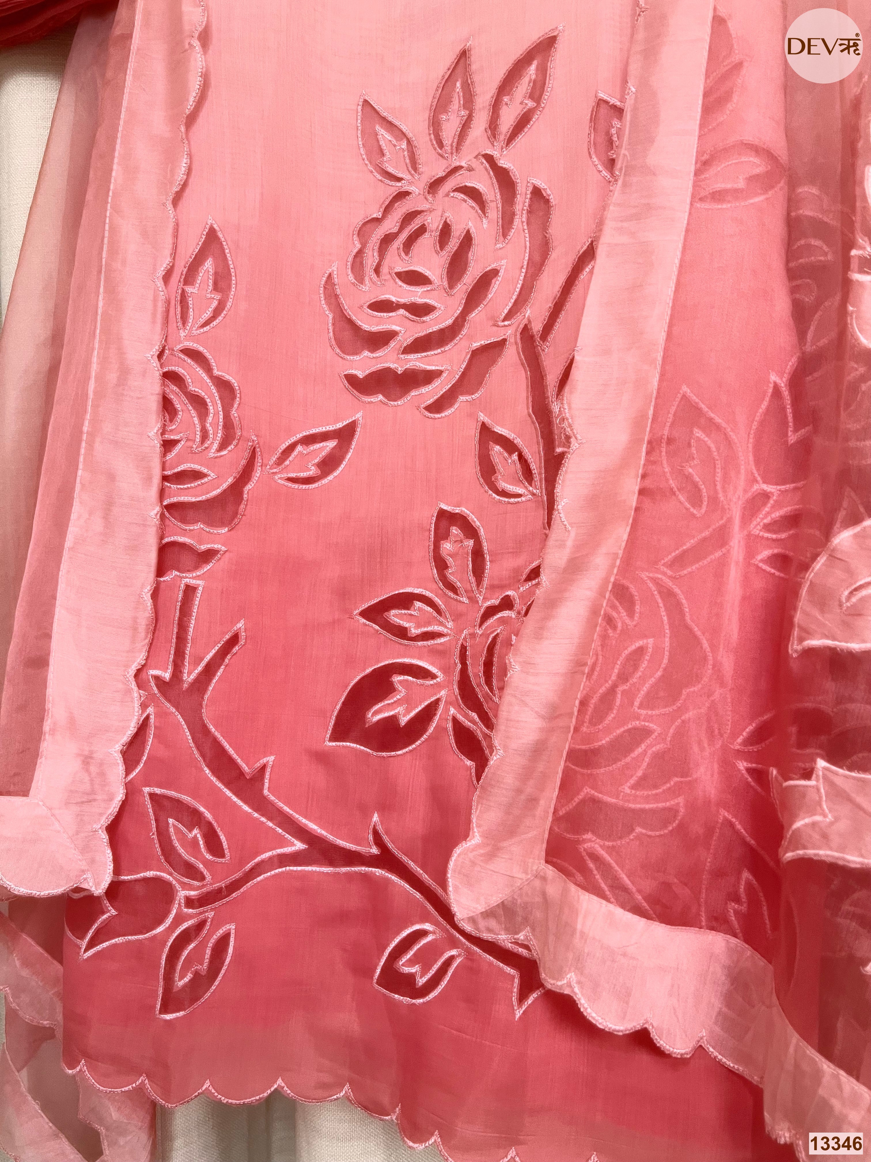 Pink Mul Chanderi Embroidered Unstitched 3-Piece Suit (Devri – D.No 13346)