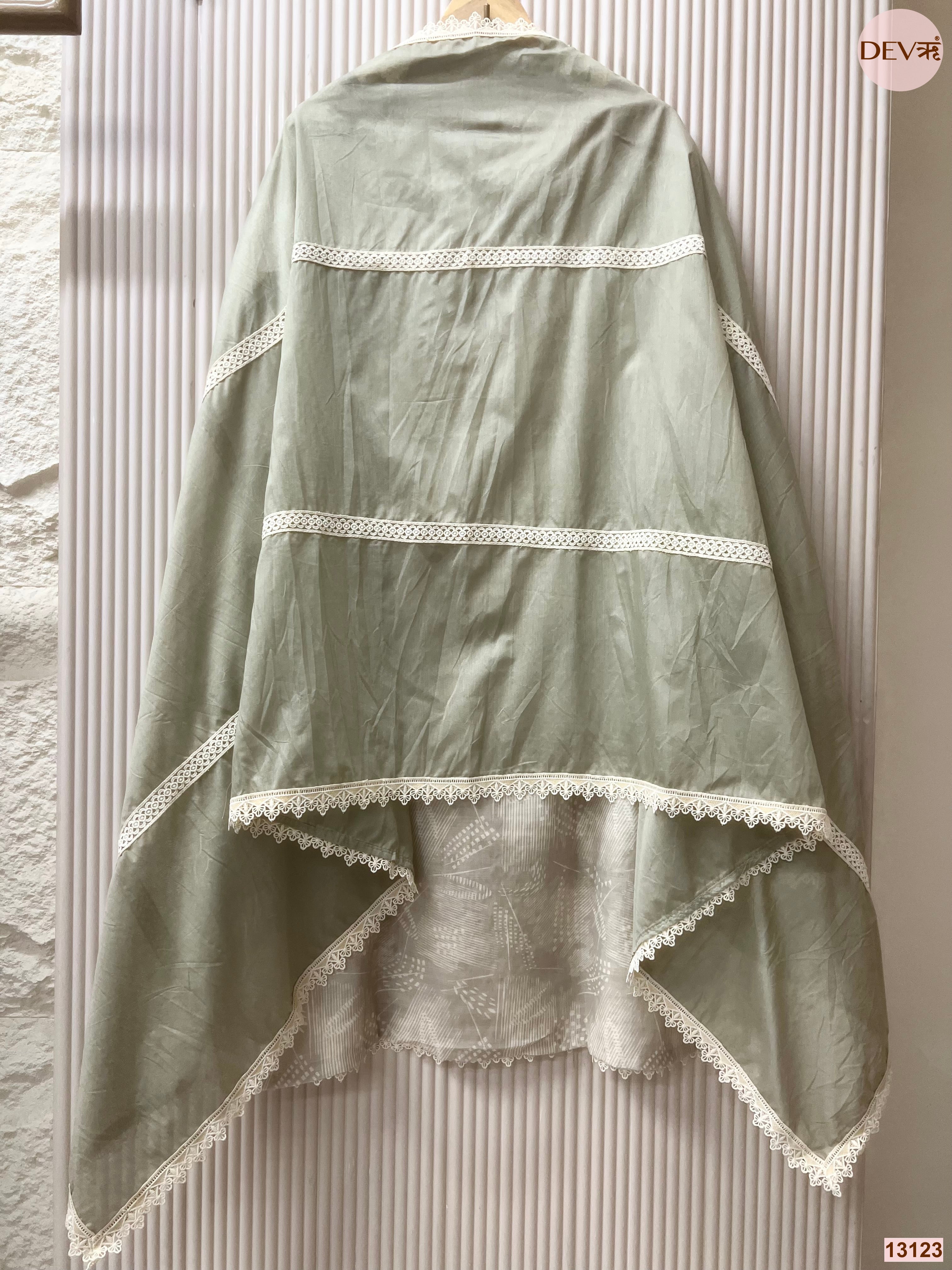 Sage Linen Embroidered Unstitched 3-Piece Suit (Devri – D.No 13123)