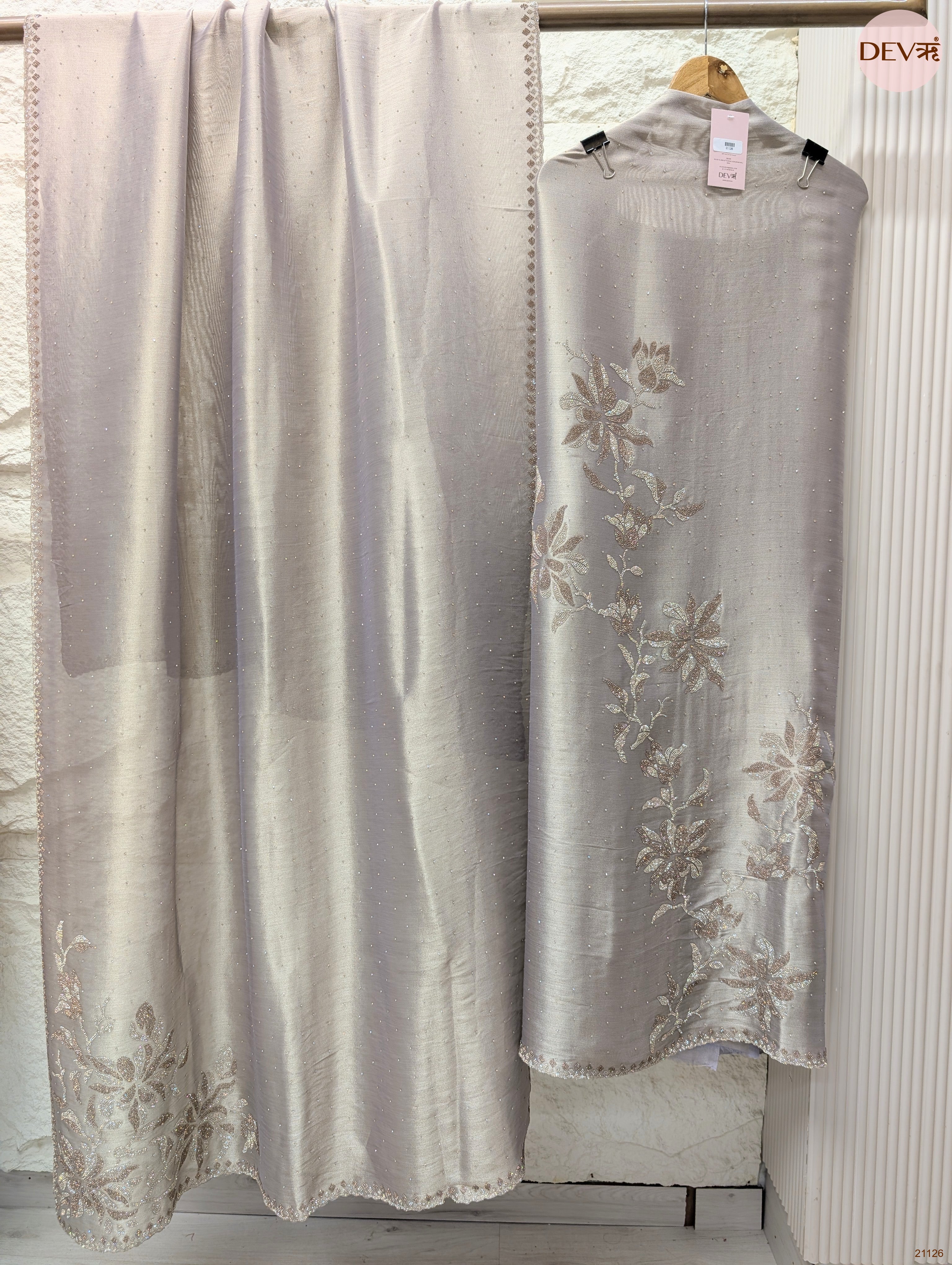 Grey Pure Giraffe Silk Embroidered Unstitched 3-Piece Suit (Devri – D.No 21126)