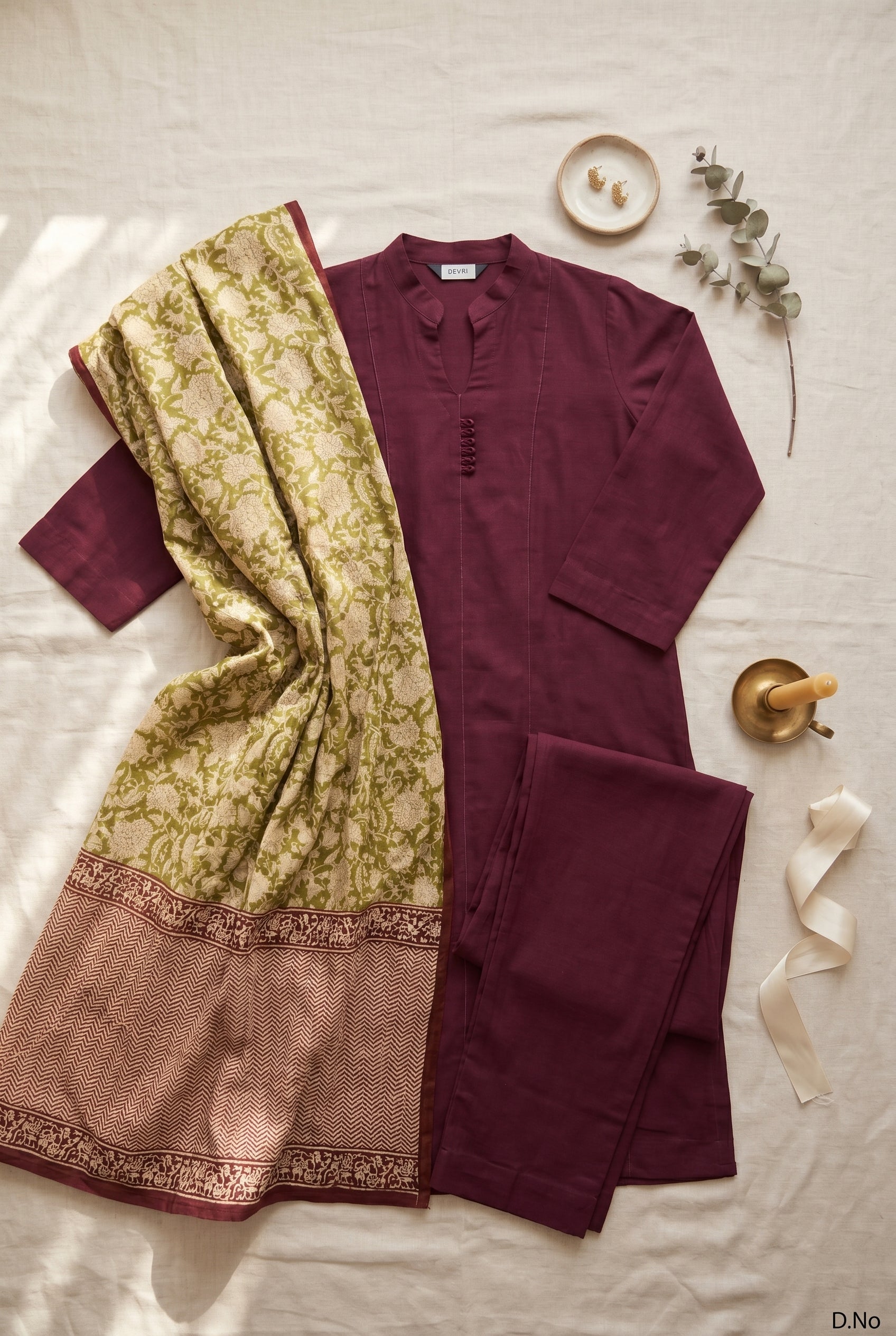 Gulnaar Pure Cotton Printed Wine 3-Piece Set (Devri – D.No 13393)