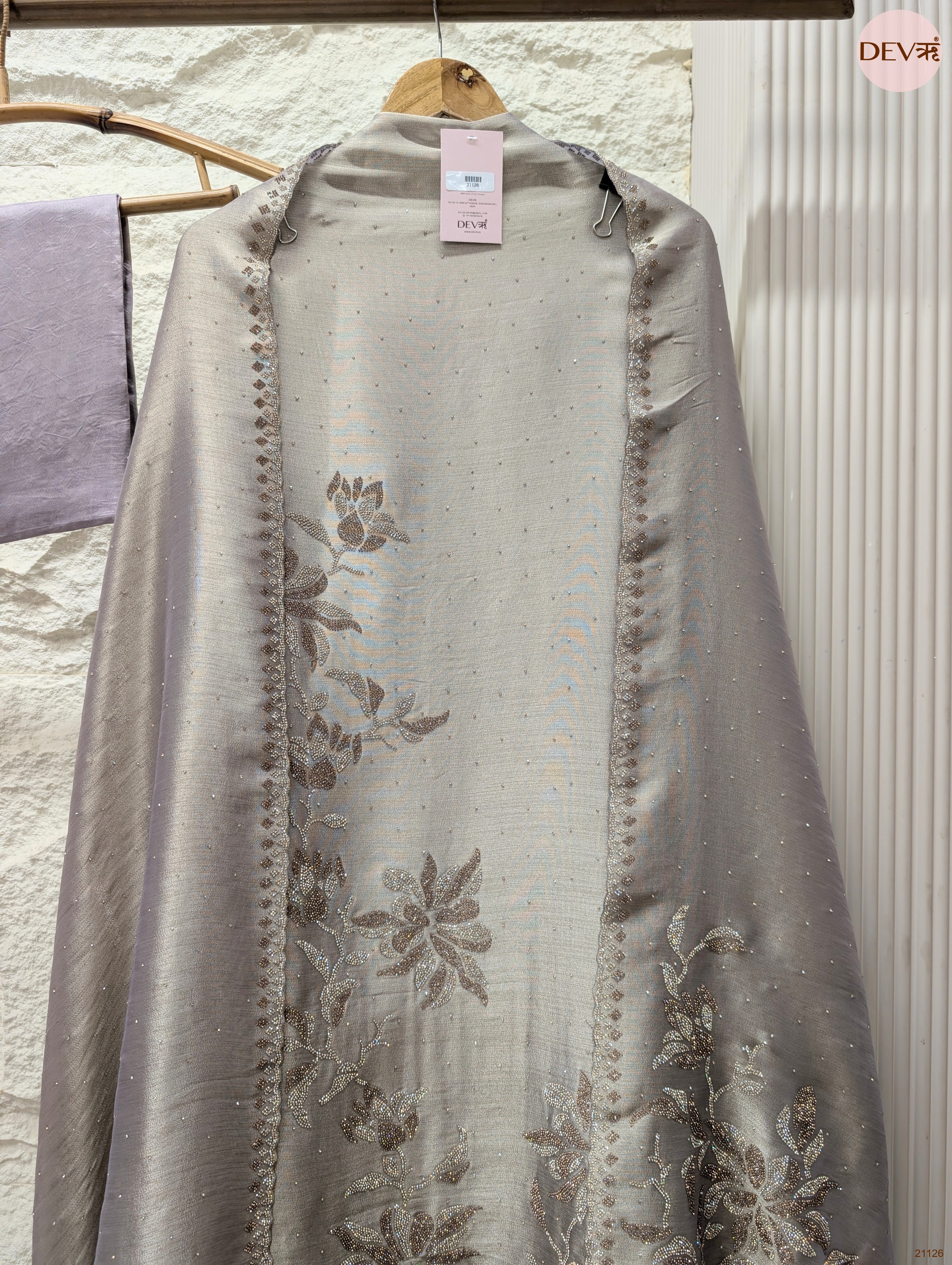 Grey Pure Giraffe Silk Embroidered Unstitched 3-Piece Suit (Devri – D.No 21126)