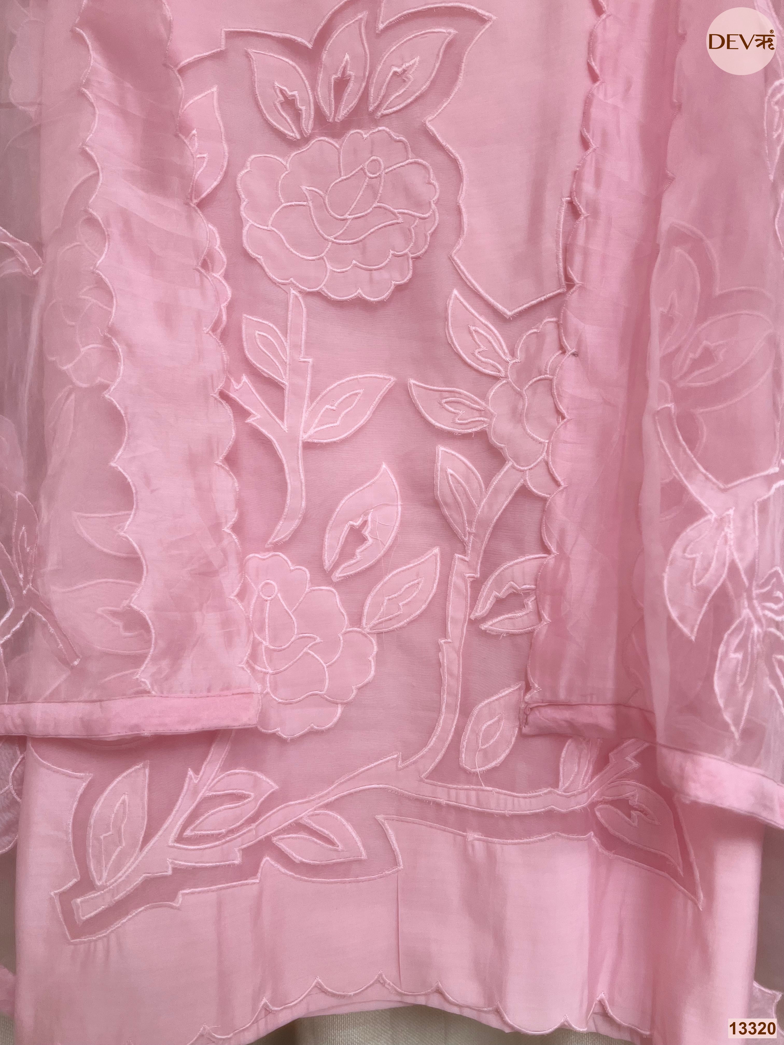 Pink Roman Silk Embroidered Unstitched 3-Piece Suit (Devri – D.No 13320)