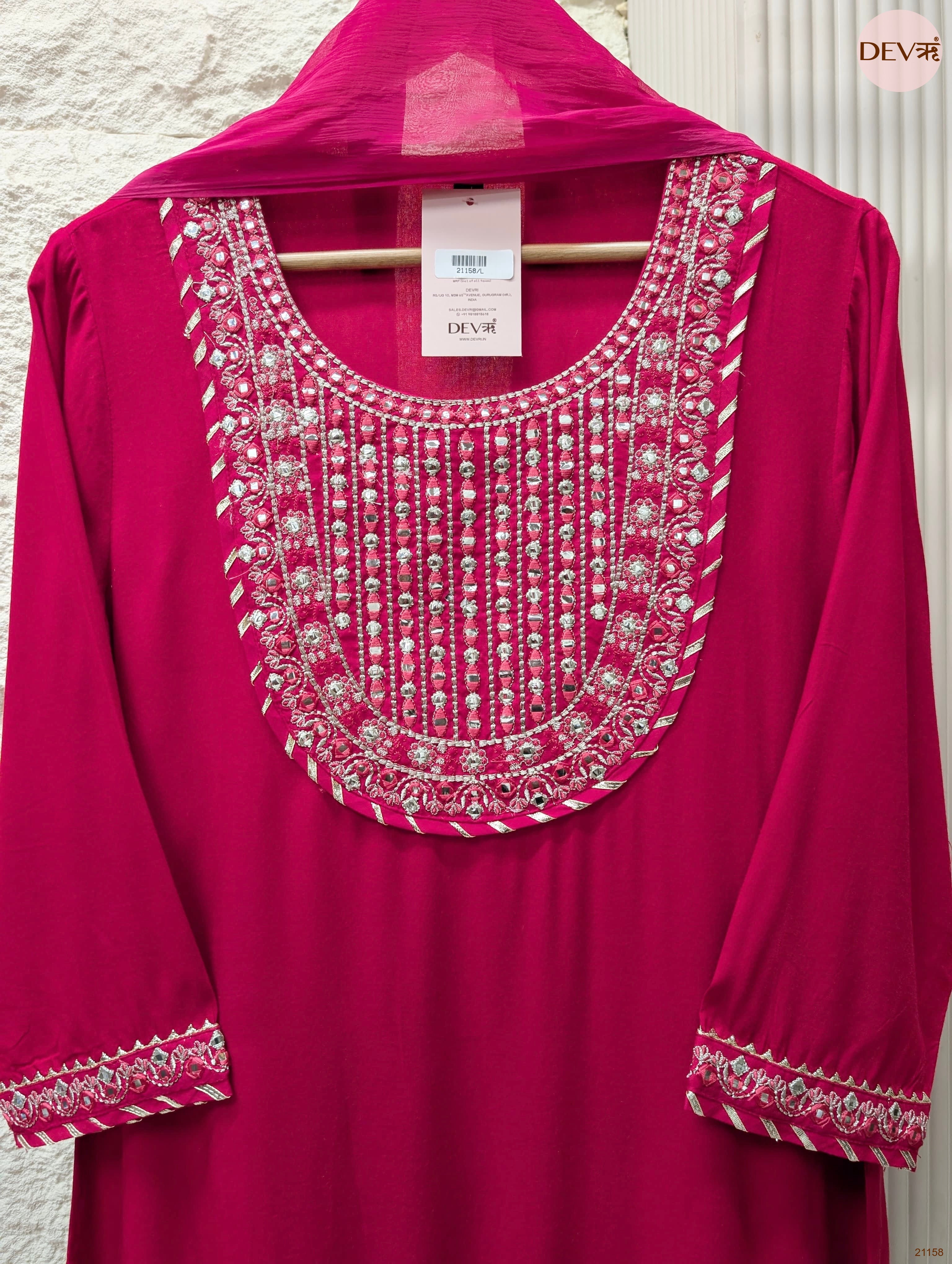 Gulnaar Reyon Embroidered Fuchsia 3-Piece Set (Devri – D.No 21158)