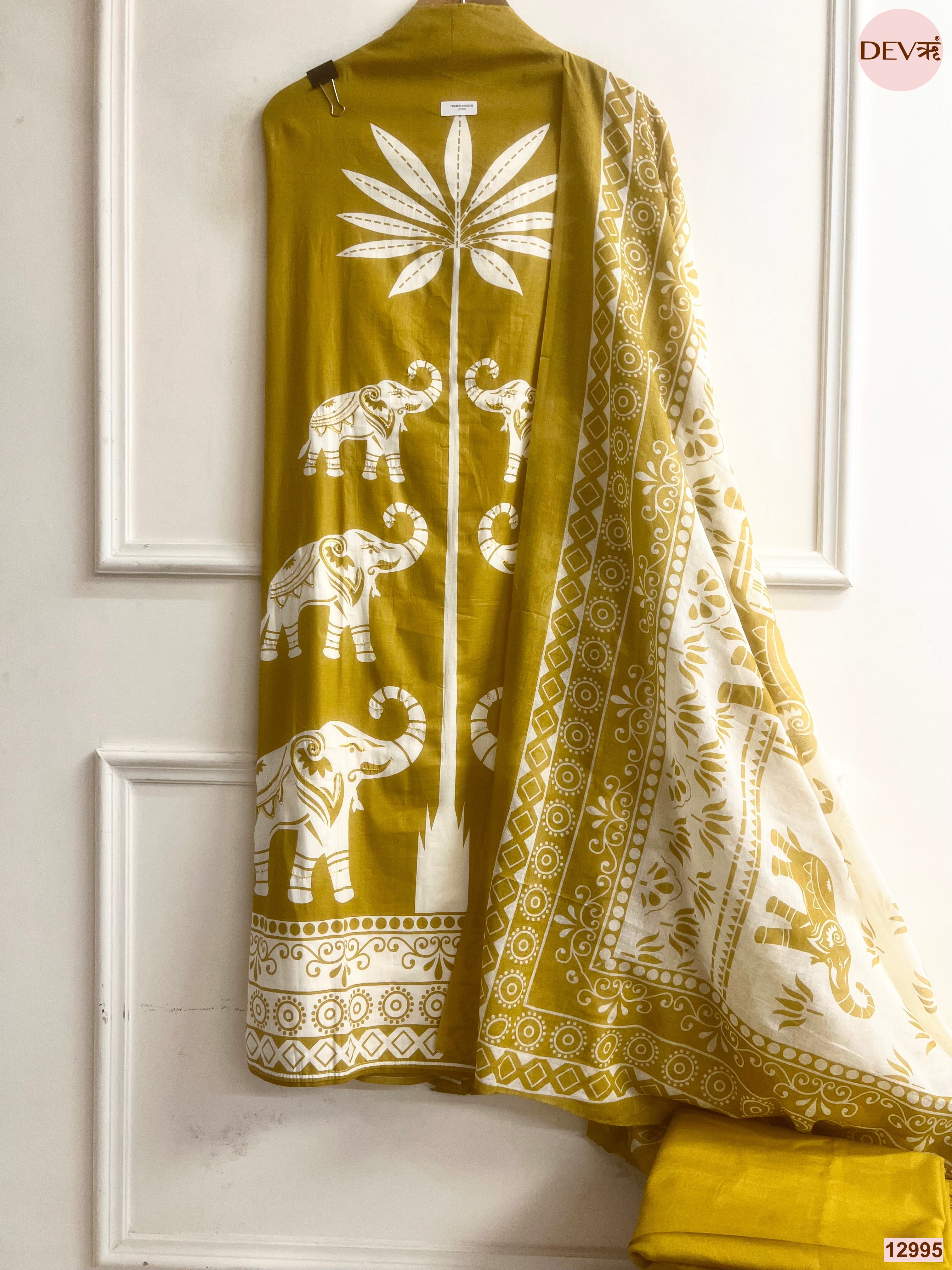 Mustard Jam Cotton Printed Unstitched 3-Piece Suit (Devri – D.No 12995)