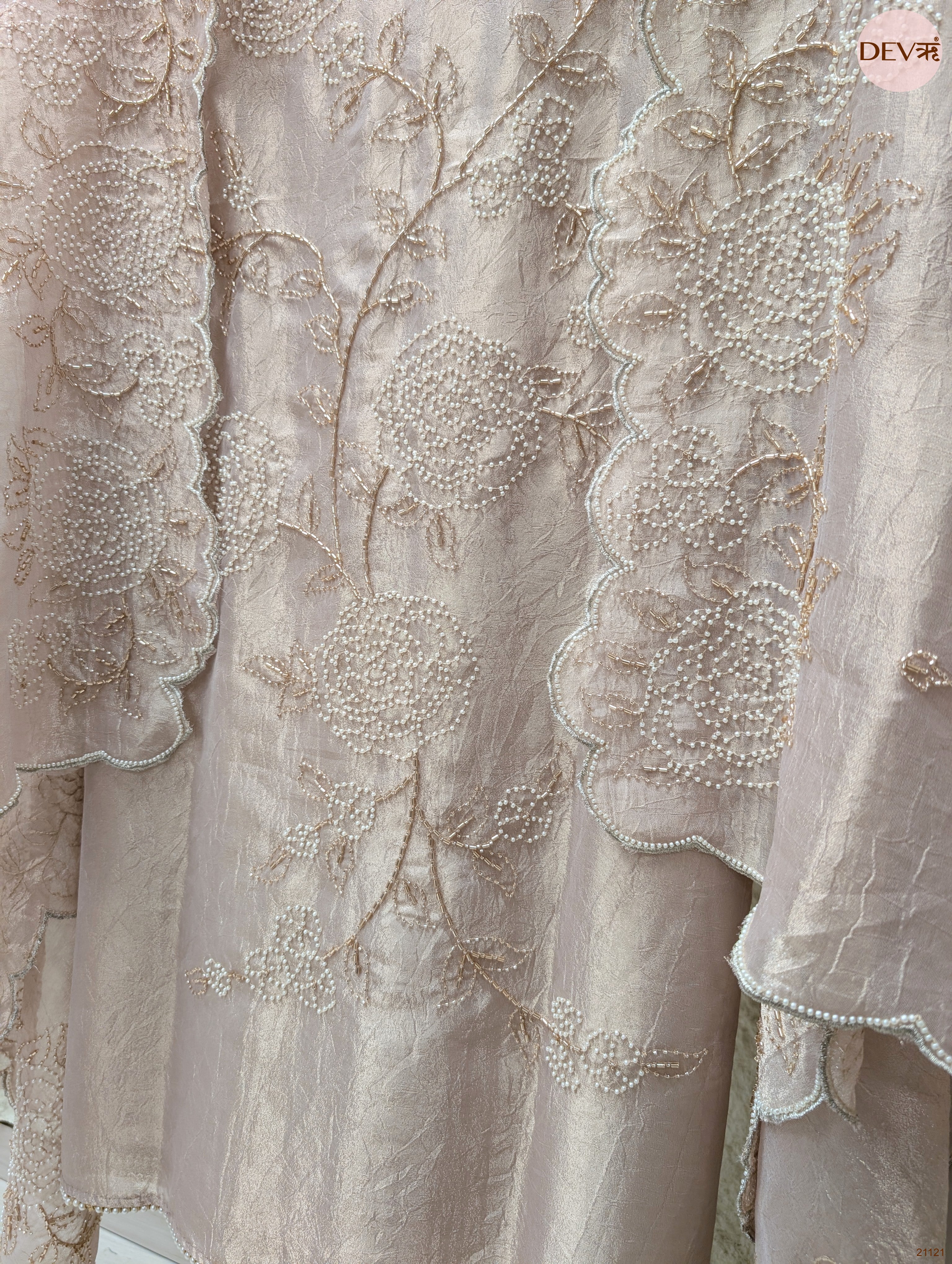 Blush Pure Tissue Crush Silk Embroidered Unstitched 3-Piece Suit (Devri – D.No 21121)