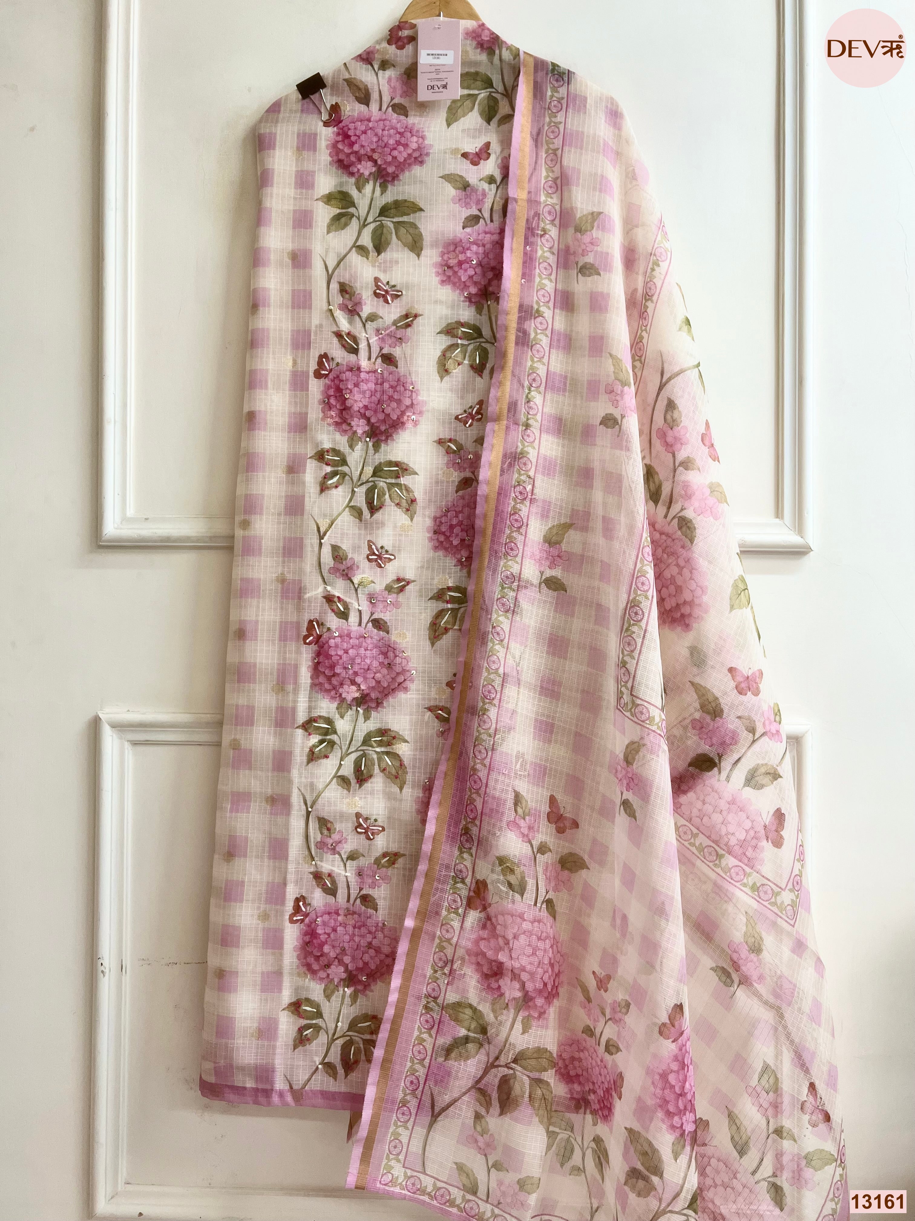 Pink Kota Printed Unstitched 3-Piece Suit (Devri – D.No 13161)