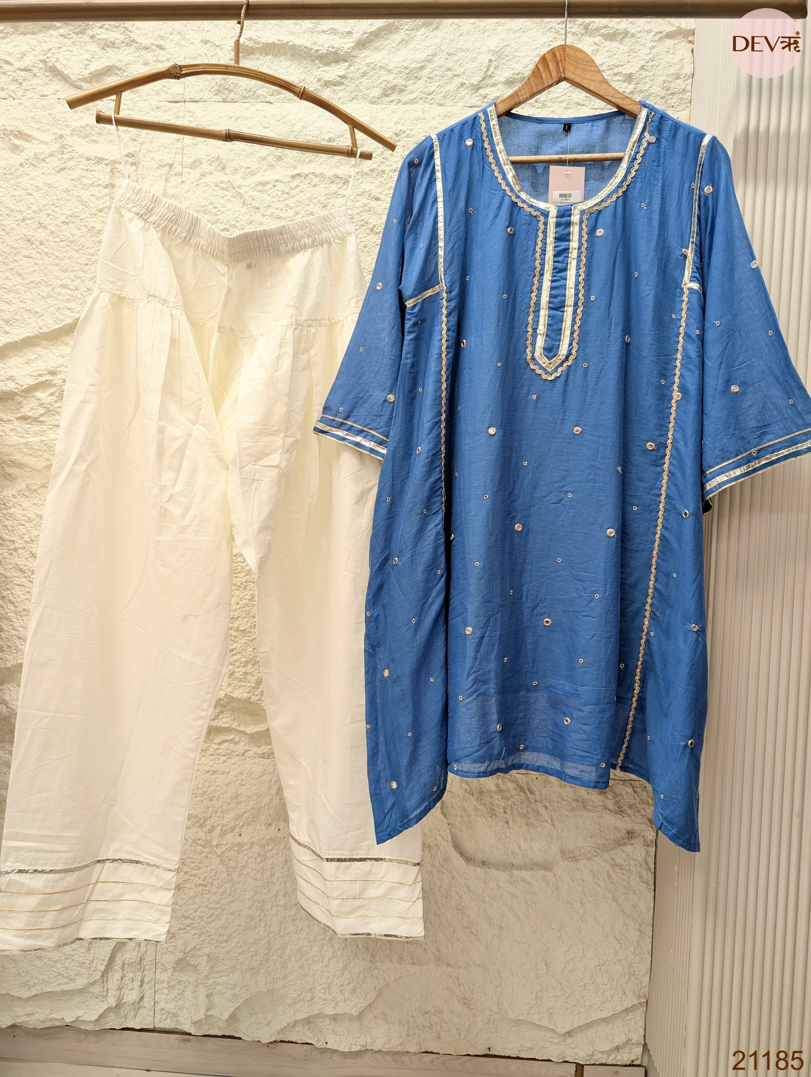 Neelika Pure mul cotton Embroidered Blue 2-Piece Set (Devri – D.No 21185)