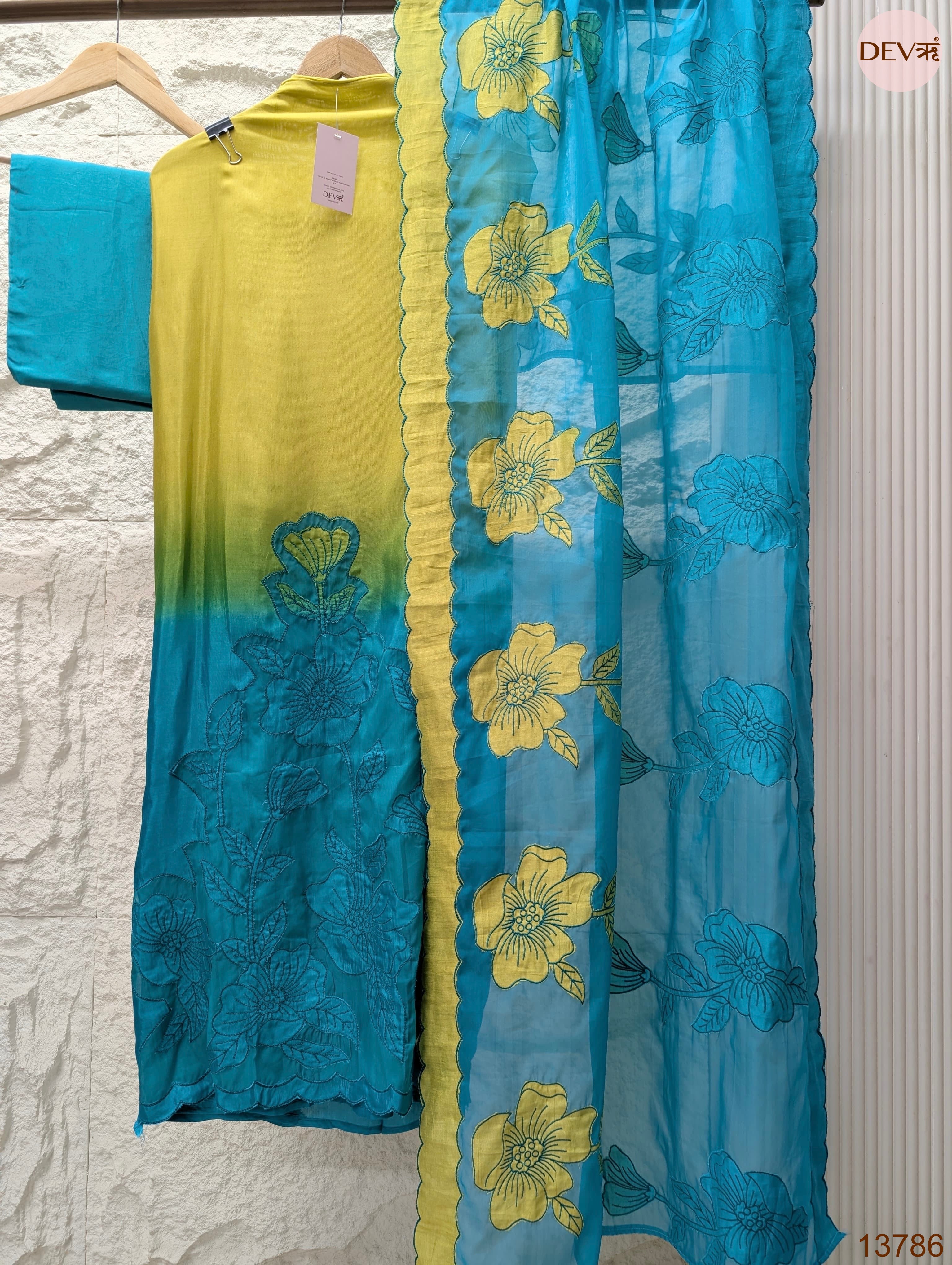 Lime Muslin Printed Unstitched 3-Piece Suit (Devri – D.No 13786)