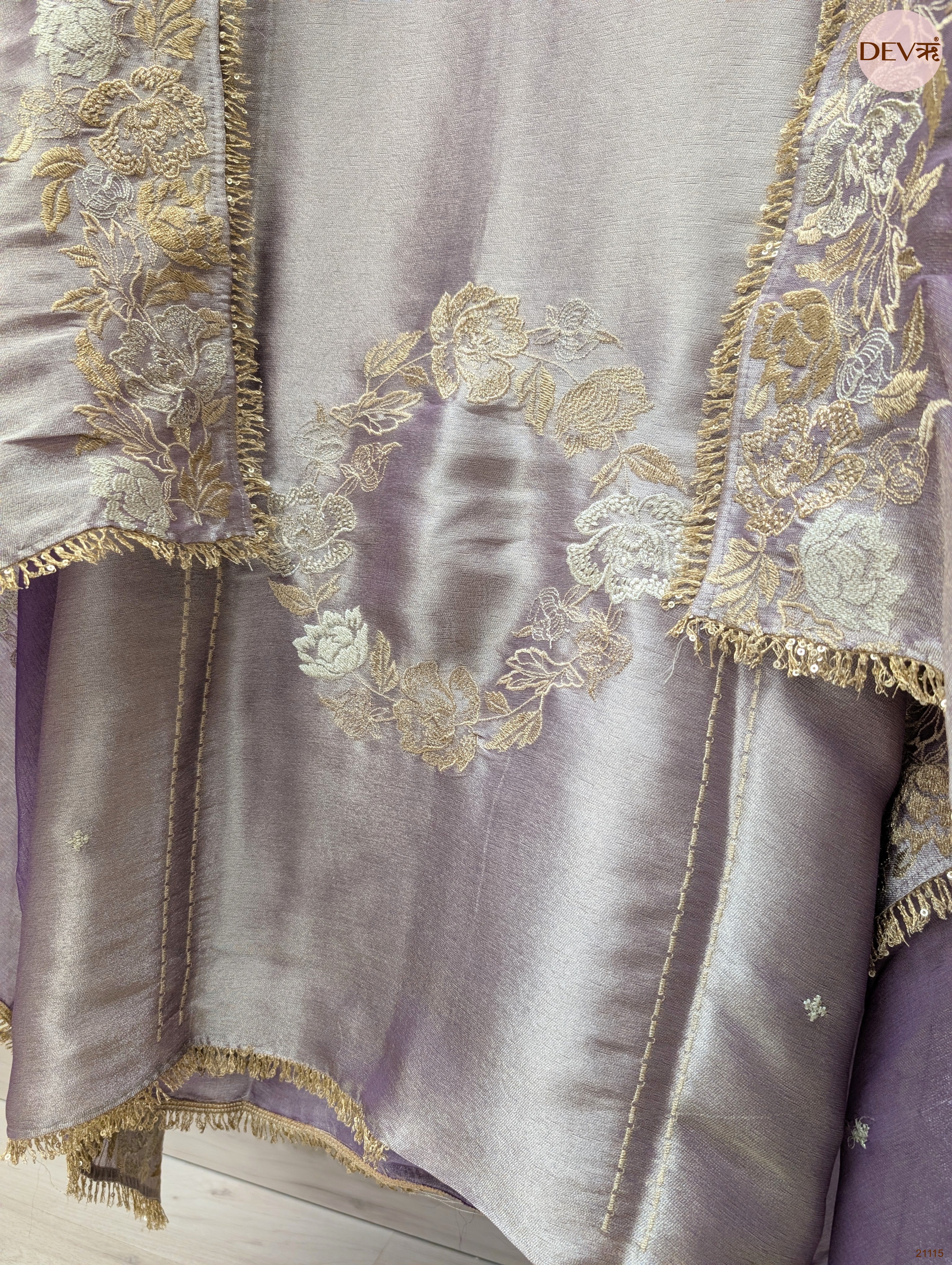 Lavender Pure Giraffe Silk Embroidered Unstitched 3-Piece Suit (Devri – D.No 21116)
