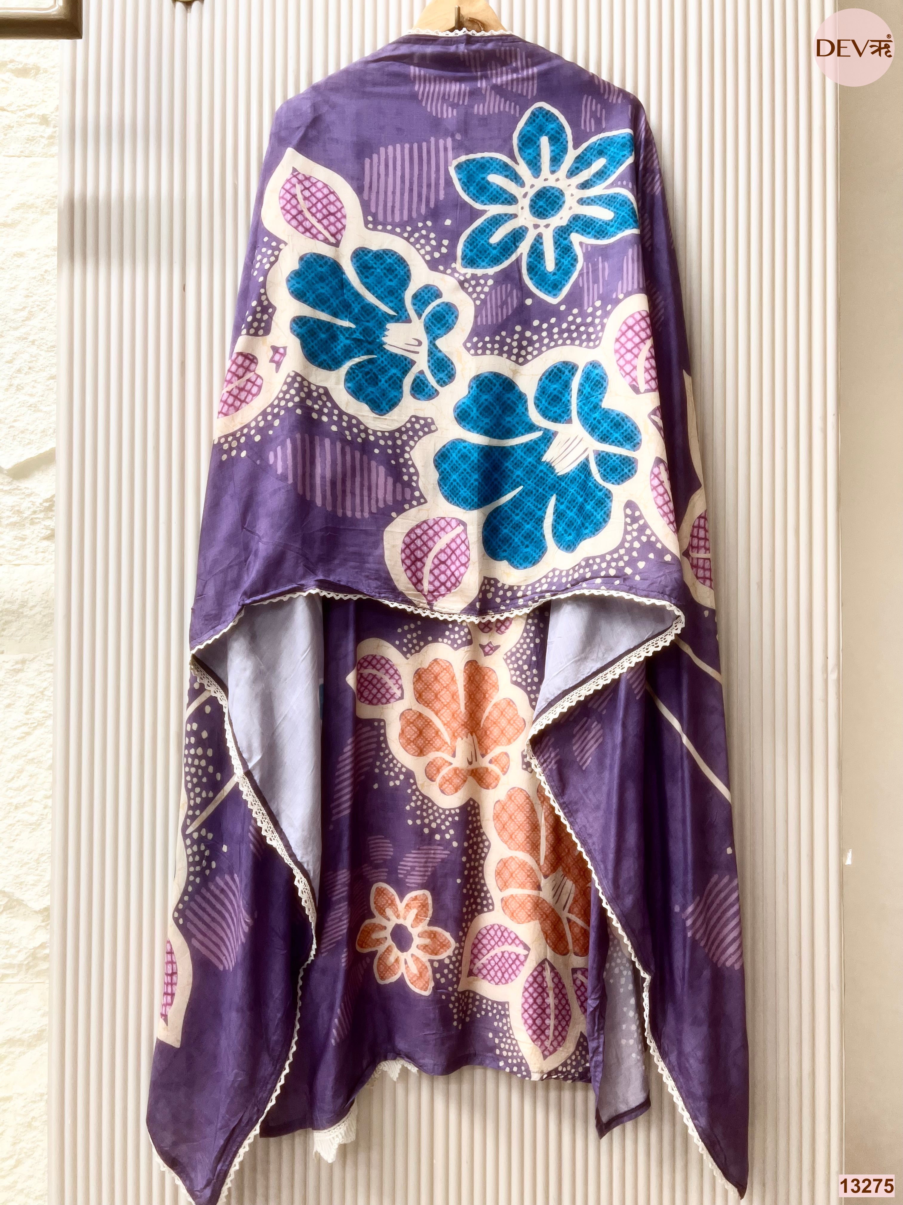 Purple Muslin Printed Unstitched 3-Piece Suit (Devri – D.No 13275)