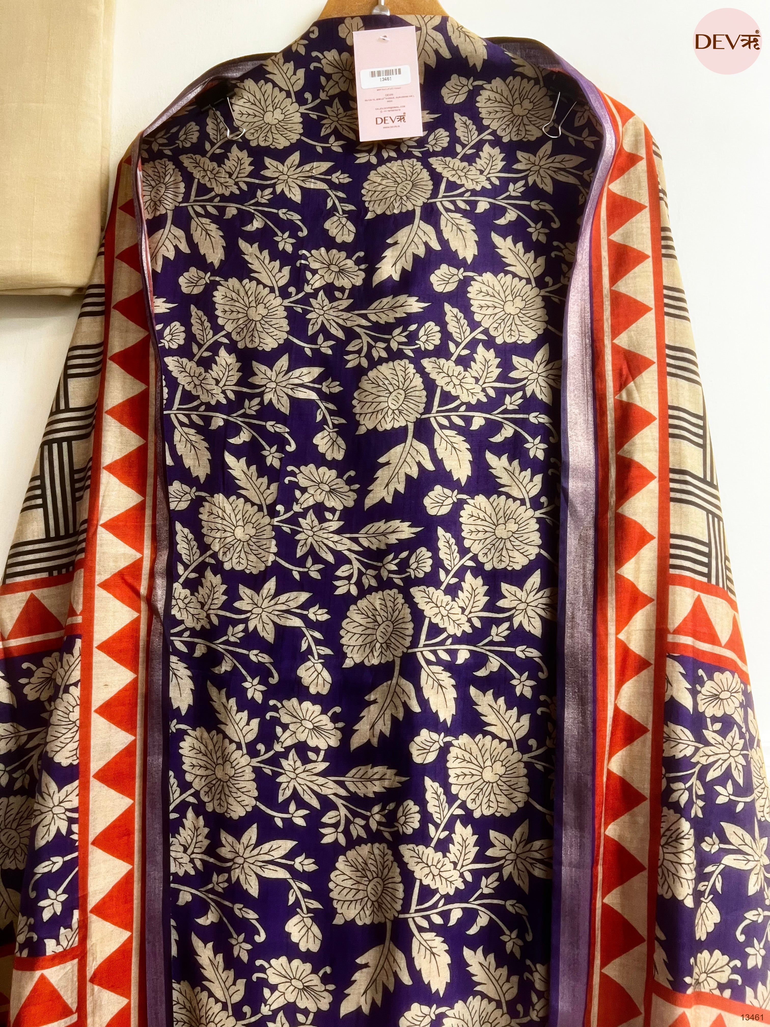 Purple Maheshwari Silk Printed Unstitched 3-Piece Suit (Devri – D.No 13461)