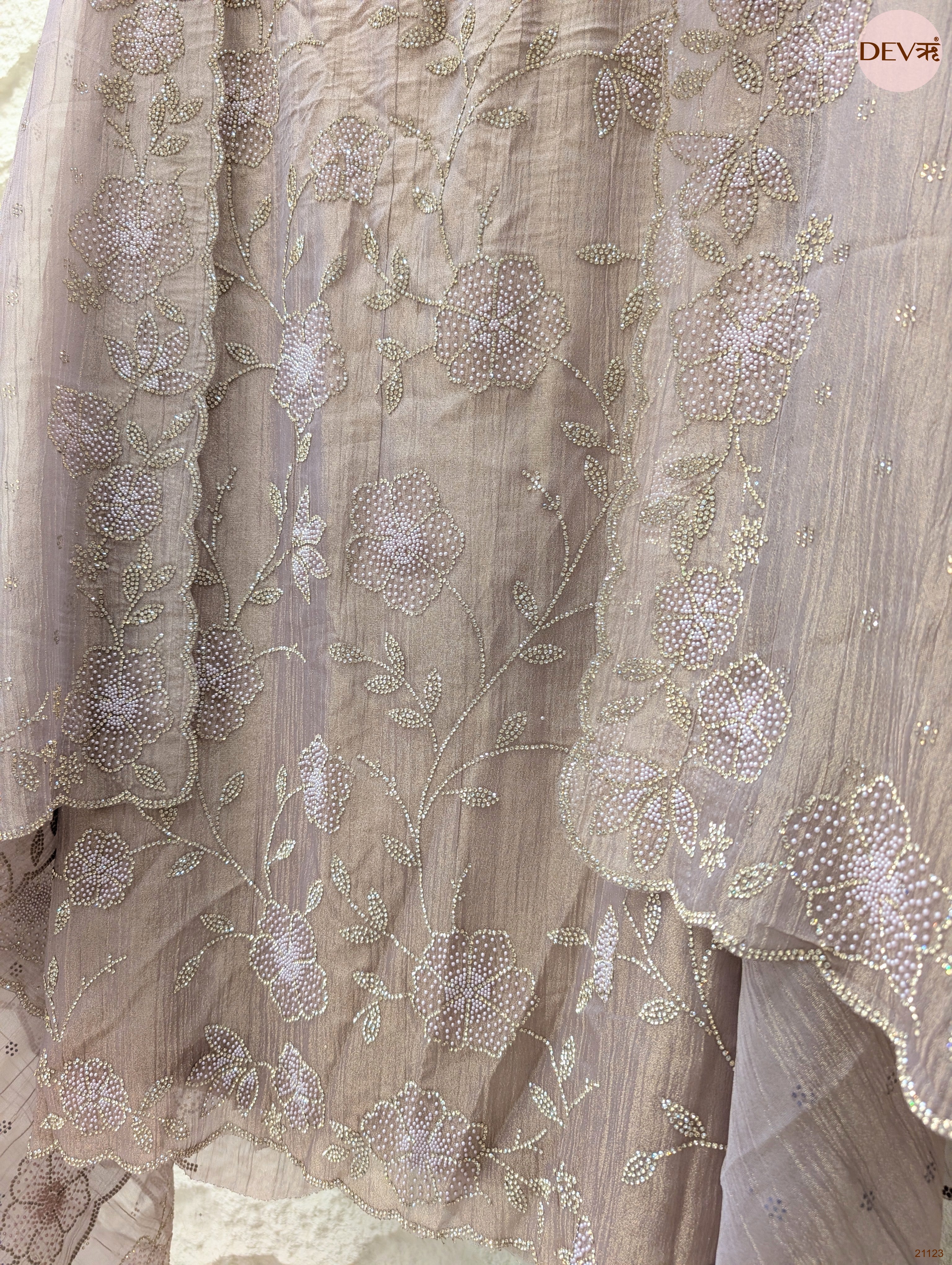 Mauve Pure Tissue Crush Silk Embroidered Unstitched 3-Piece Suit (Devri – D.No 21123)