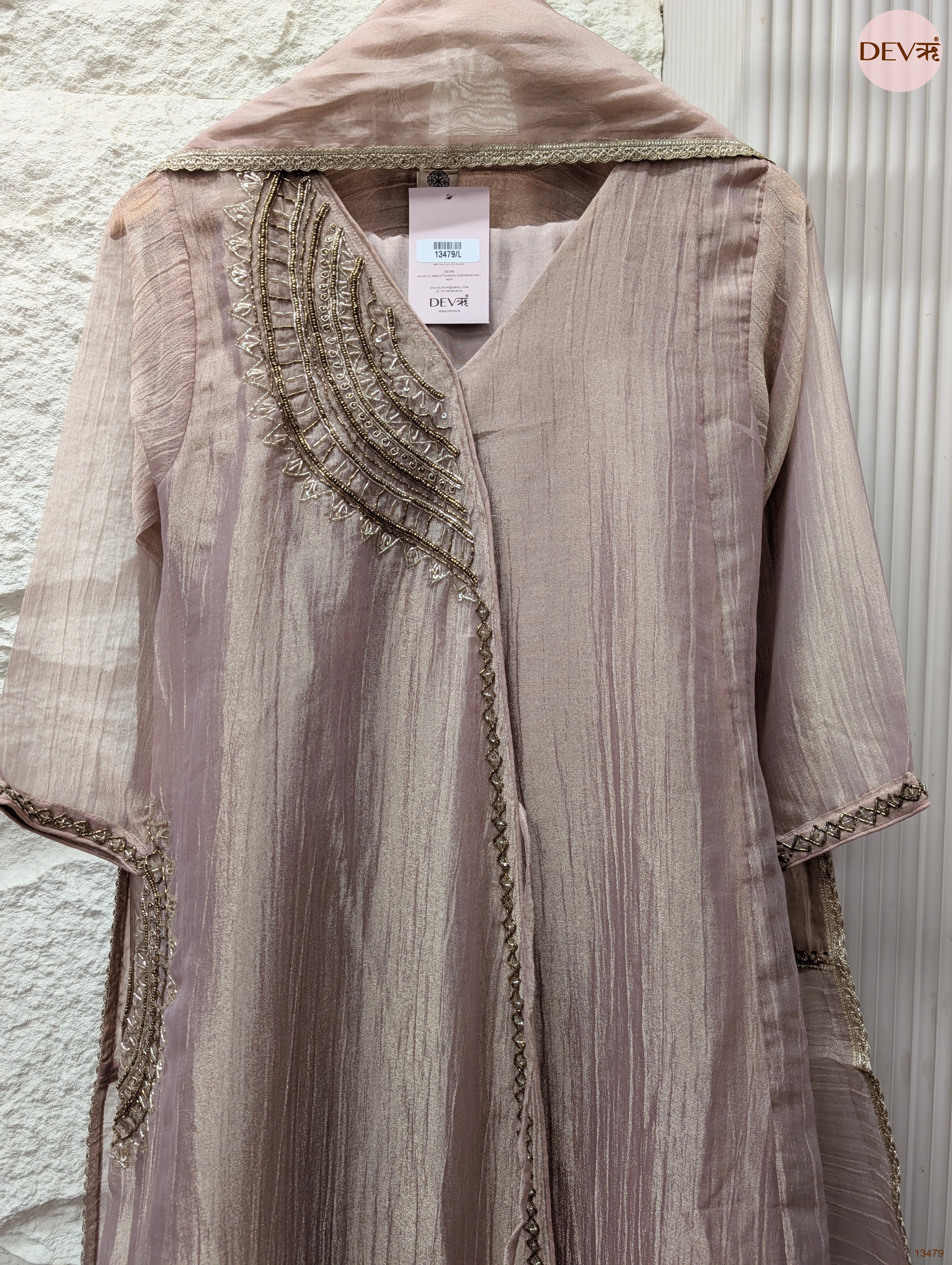 Gulnaar Tissue Crush Embroidered Blush Pink 3-Piece Set (Devri – D.No 13479)
