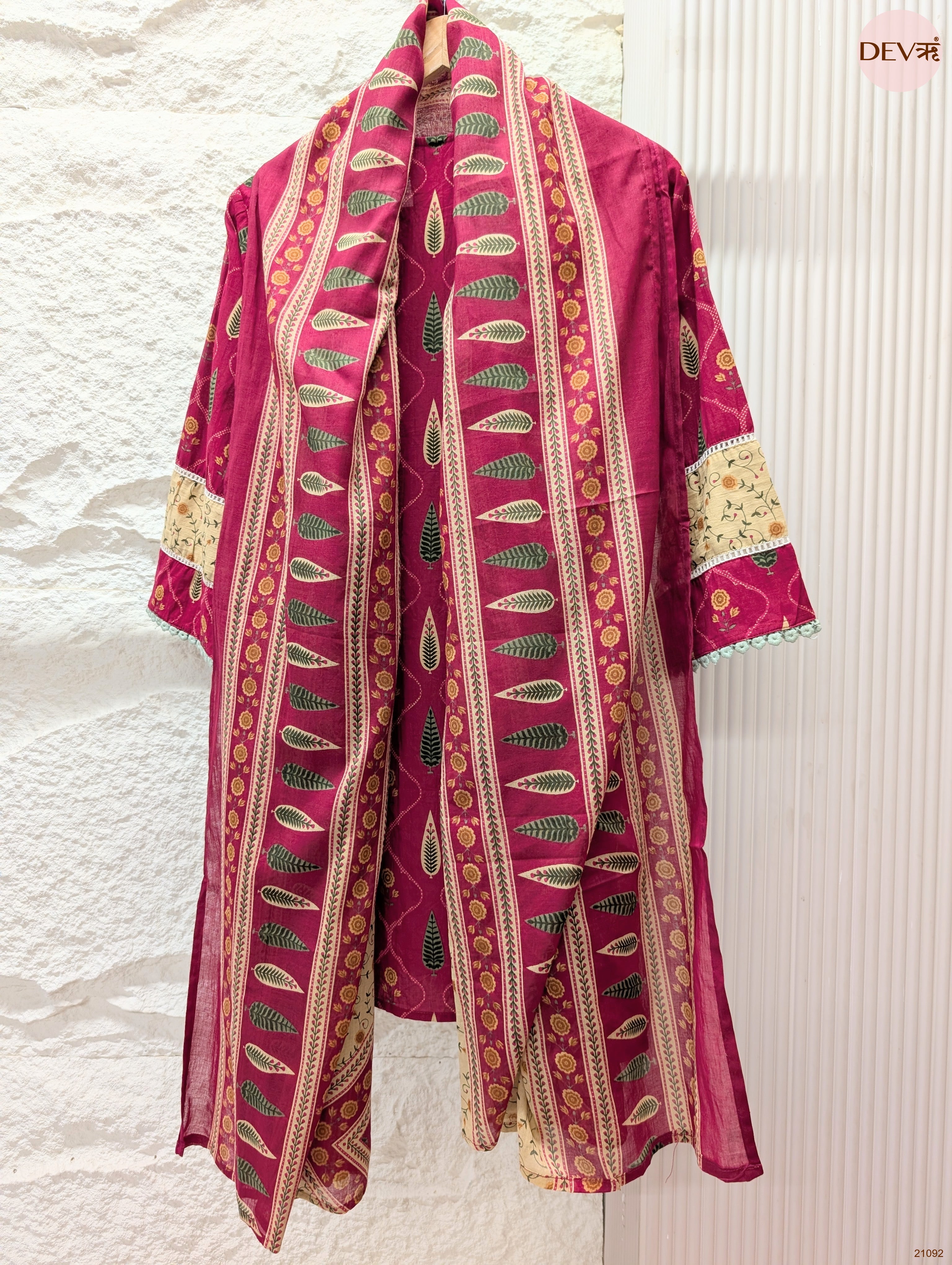 Gulnaar Pure Cotton Printed Magenta 3-Piece Set (Devri – D.No 21092)