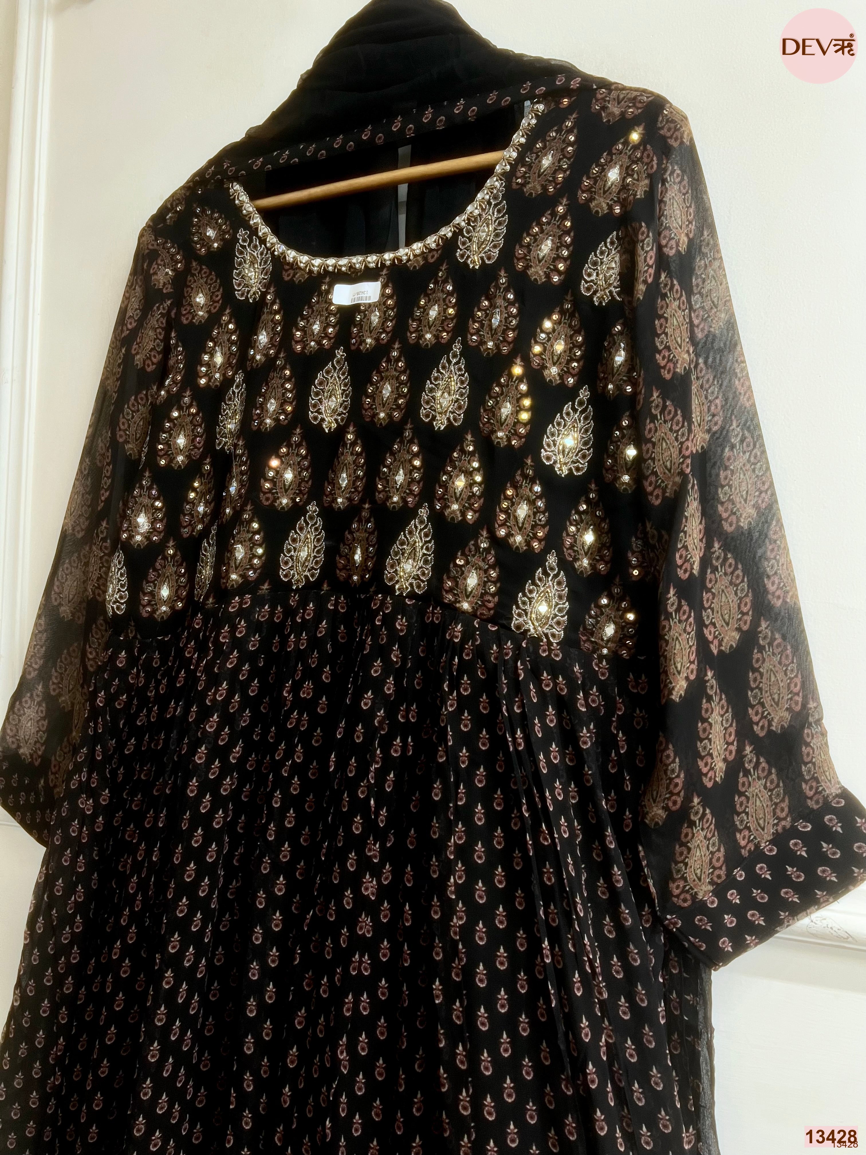 Zareen Georgete Embroidered Black 2-Piece Set (Devri – D.No 13428)