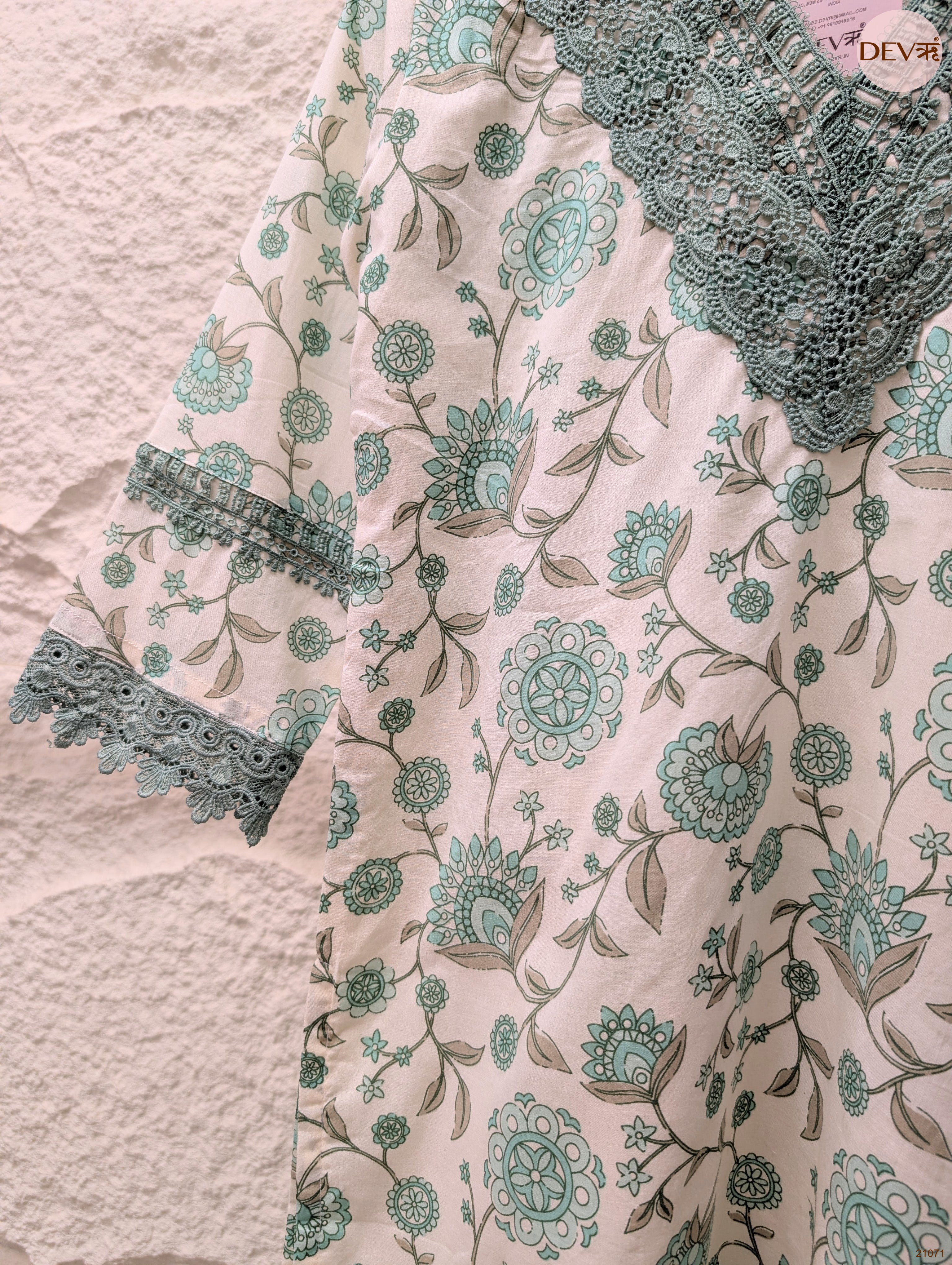 Gulnaar Pure Cotton Printed Mint Green 3-Piece Set (Devri – D.No 21071)