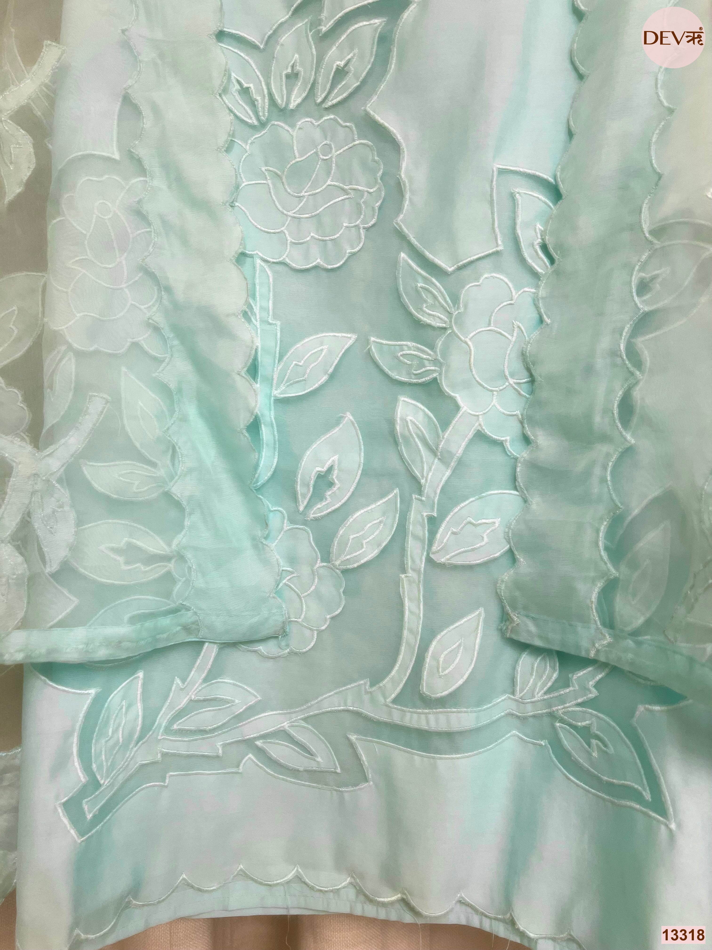 Aqua Embroidered Unstitched 3-Piece Suit (Devri – D.No 13318)