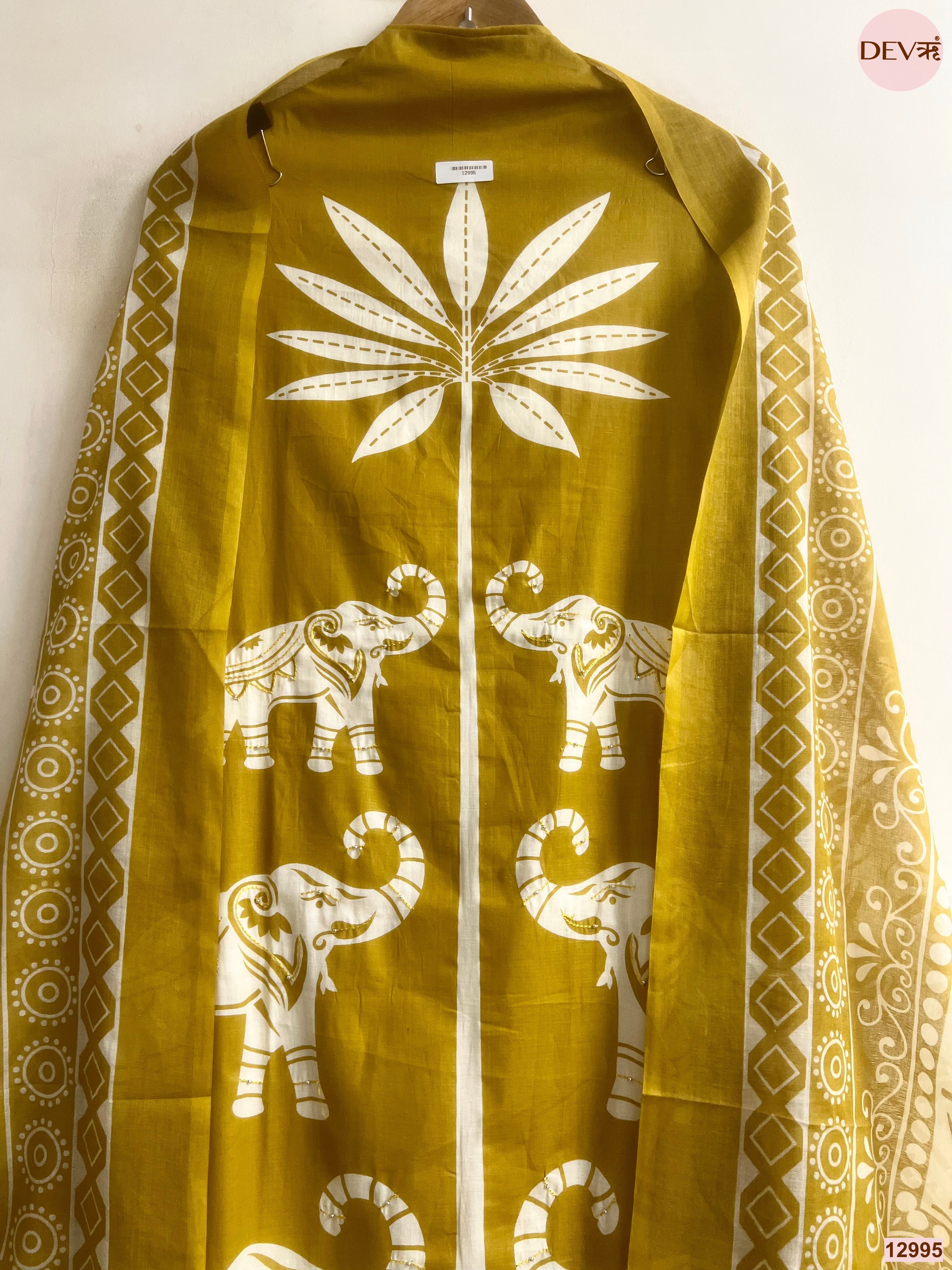 Mustard Jam Cotton Printed Unstitched 3-Piece Suit (Devri – D.No 12995)